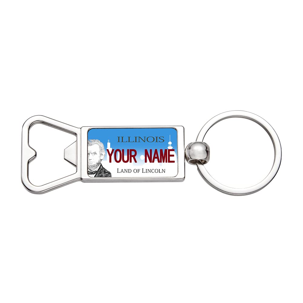 Custom Personalized Bottle Opener Keychains - American License Plate Design, Travel Souvenirs, Gift Ideas for Beer Lovers, Camping, BBQ, and Outdoor Adventures