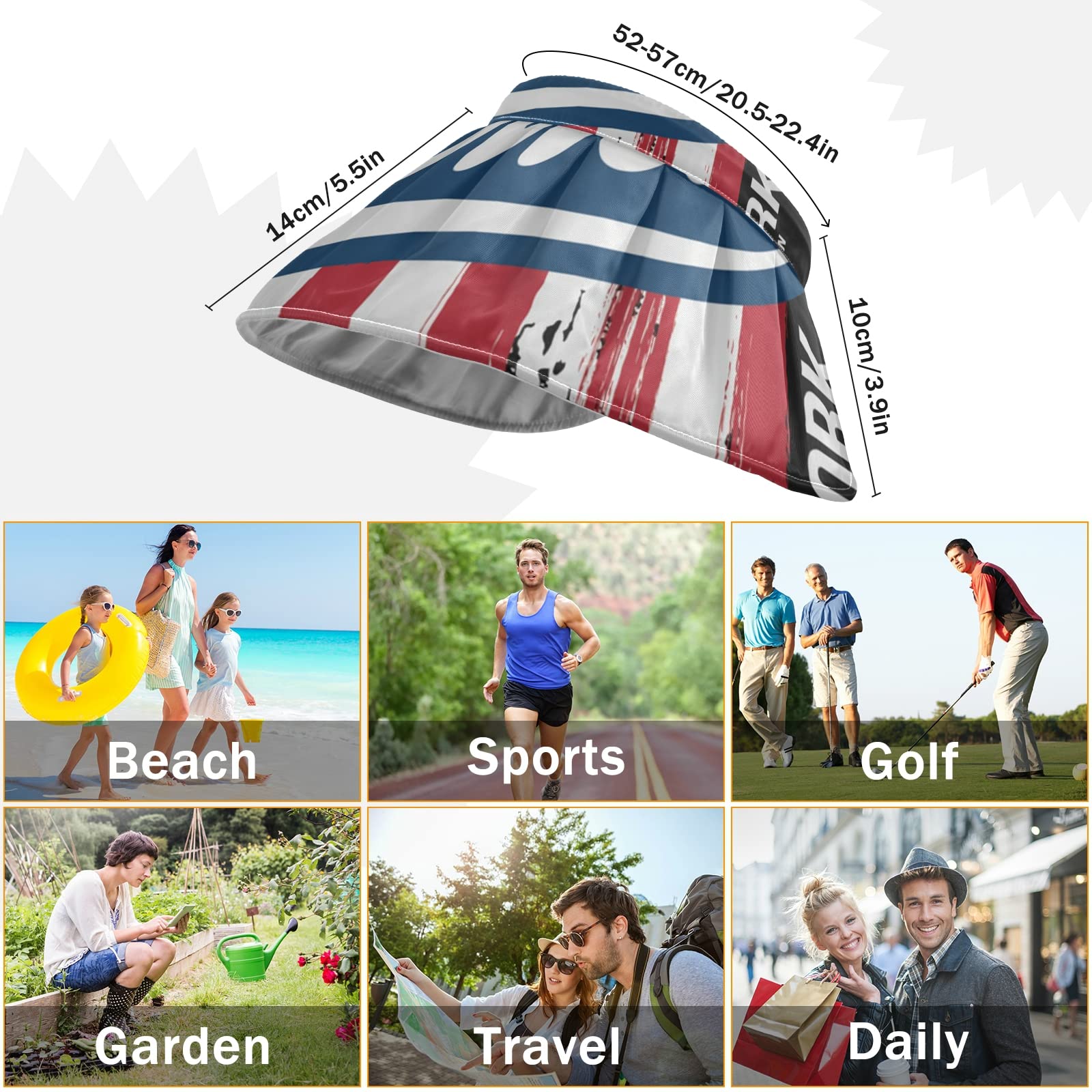 American Dream Flag Wide Brim Sun Hat for Women - UV Protection Cotton Summer Hat with Ponytail Hole - Perfect for Beach, Gardening & Outdoor Activities