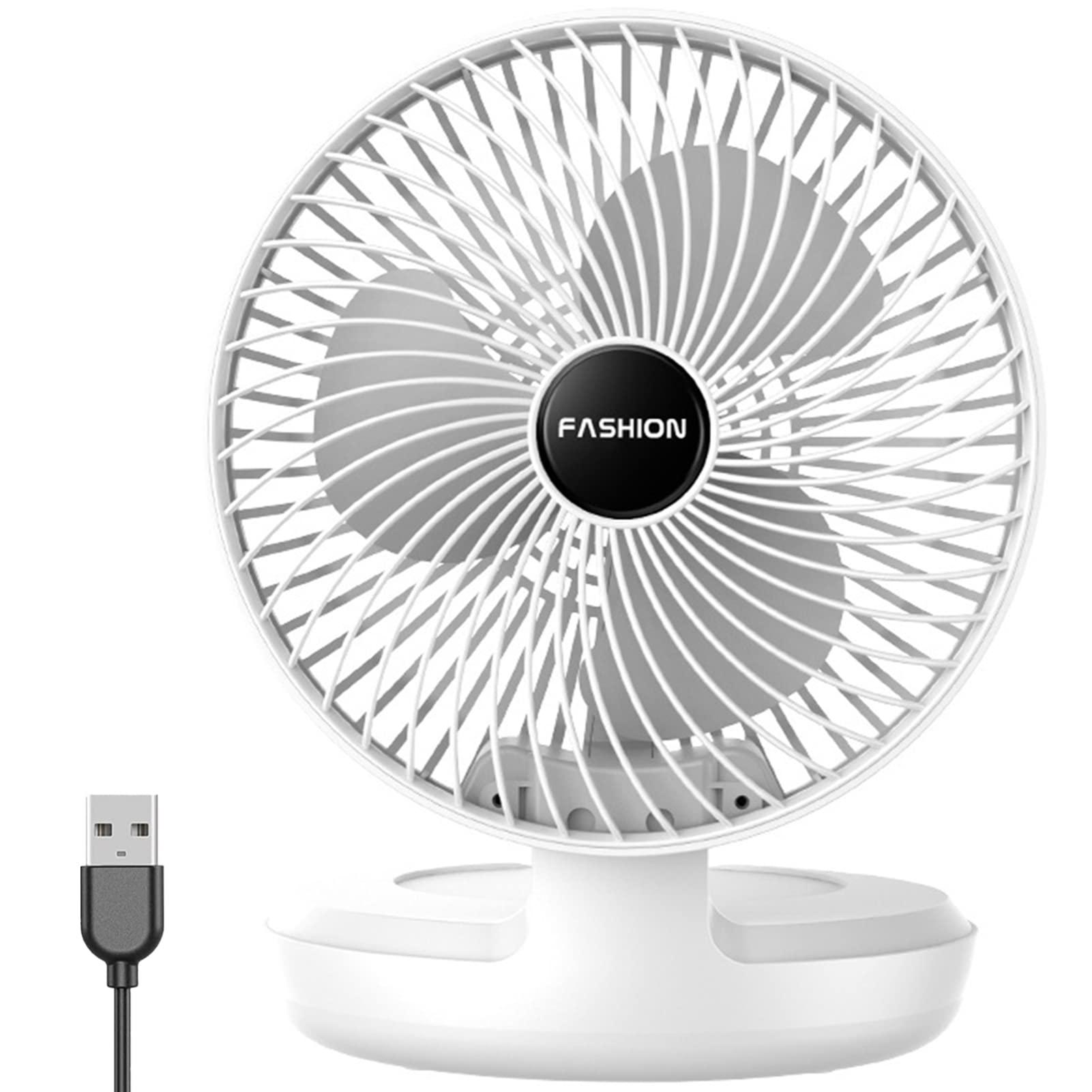 Chchmu 8 Inch USB Desk Fan - Foldable Mini Desktop Fan with 3 Speeds, Adjustable Head & Strong Airflow - Quiet Personal Cooling Fan for Home, Office, Bedroom - Perfect for Work Desks, Nightstands & Study Areas (White)