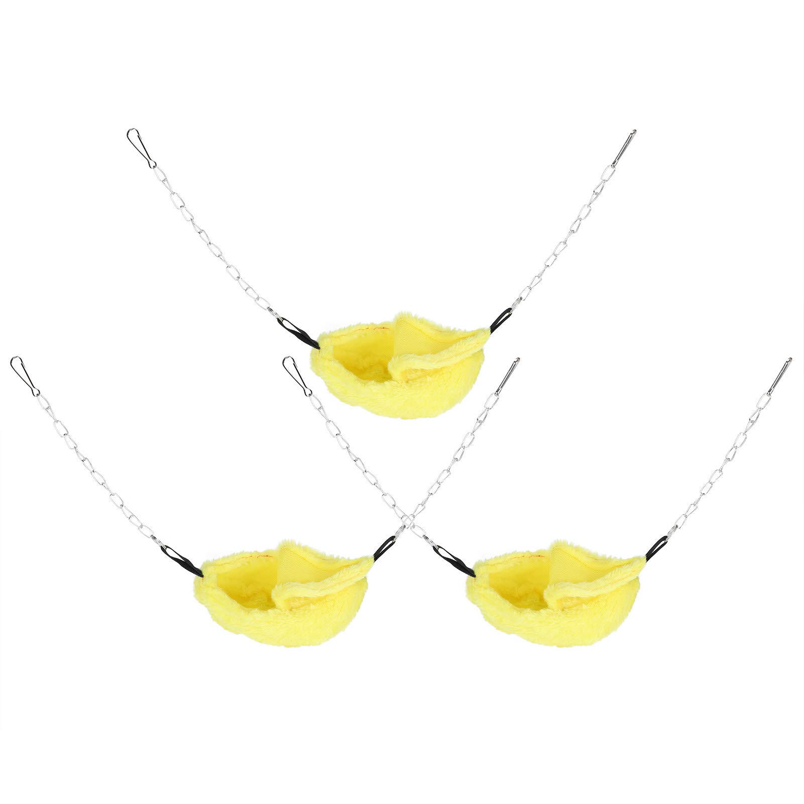 Fdit Hamster Hammock Bed - Hanging Swing Bed for Small Pets - 3 Pack Banana-Shaped Nests for Hamsters, Birds & Small Animals - Cozy Pet Cage Accessories (Yellow) - Perfect for Cage Decoration & Small Pet Comfort