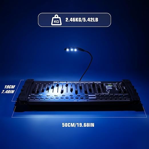 Professional DMX512 DJ Lighting Controller - 384 Channels for Bar, Club & Live Shows | 30 Banks, 8 Scenes, 24 Fixtures | Stage Light Programming Console for Dynamic Light Effects & Atmosphere Creation