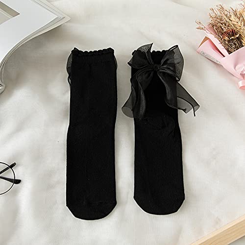 Lolita Socks for Women - Cute Lace Mid-Calf Socks with Bow Detail | JK Uniform & Cosplay Accessories | Black One Size | Perfect for Anime Conventions, School Uniforms & Kawaii Fashion