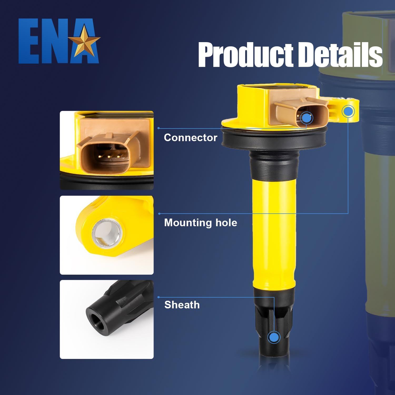 6 Pack Yellow Ignition Coil & Iridium Spark Plug Set - Compatible with Ford F150, Explorer, Expedition, Lincoln Navigator, Taurus, Transit - Replacement for UF646, SP534, DG549 - Perfect for Engine Tune-Up & Performance Enhancement