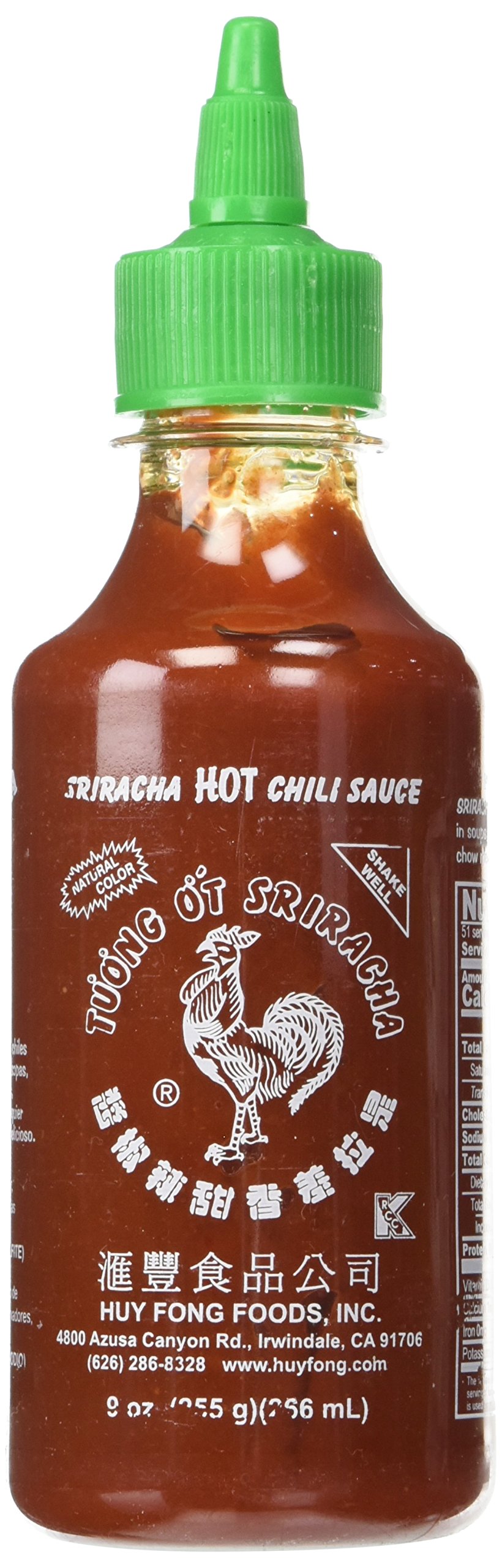 Huy Fong Sriracha Hot Chili Sauce - 9 Ounce Bottle (Pack of 12) | Spicy Asian Chili Garlic Sauce for Cooking, Pho, Ramen, Tacos & More