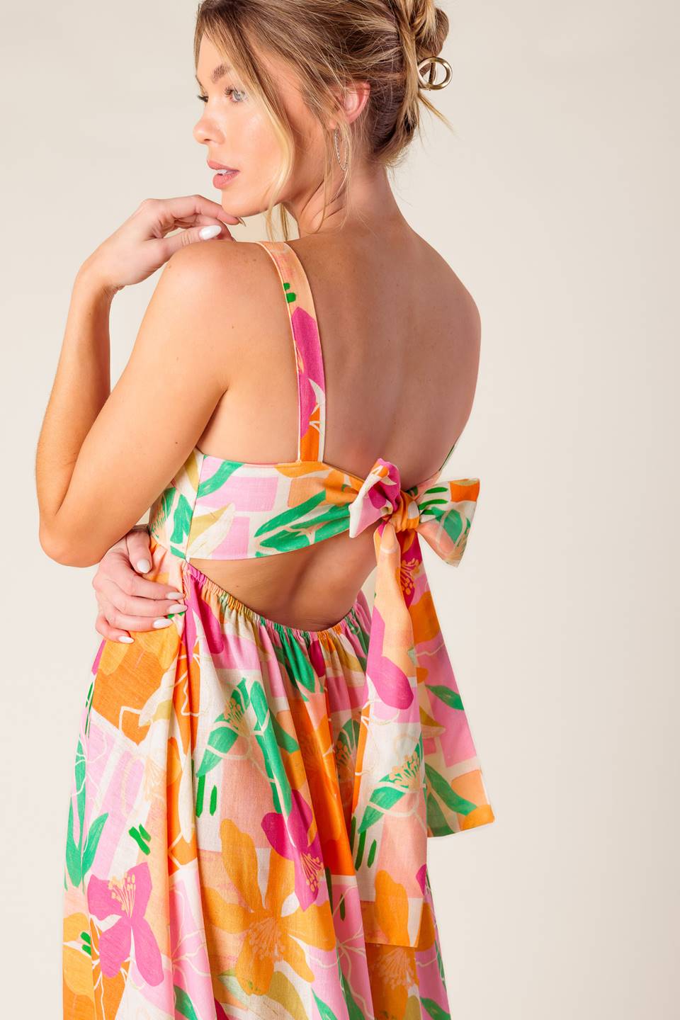 BON VOYAGE MAXI DRESS - Floral Print Summer Beach Dress for Women in Pink & Orange | Perfect for Vacation, Pool Party & Boho Outfit