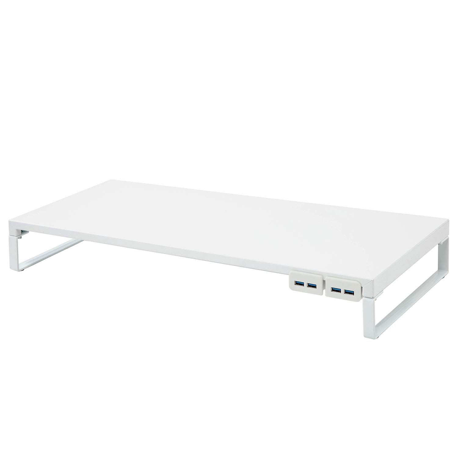 LIHIT LAB A7334-0 Adjustable Computer Monitor Stand with USB 3.0 Hub - White Desktop Organizer (23.2 x 10.0 x 3.1 inches) - Supports 33.1 lbs - Perfect for Home Office, Gaming Setup & Workspace Organization