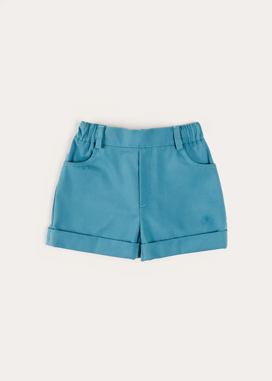 Blue Stretchy Elastic Waist Shorts for Toddlers & Kids (12 Months - 4 Years) - Perfect for Playtime, Daycare & Summer Outfits
