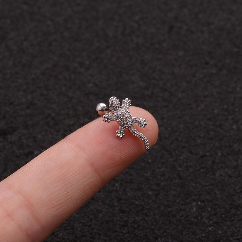 20G Rose Gold Tiny Lizard Stud Tragus Earrings for Cartilage Piercing | Hypoallergenic Body Jewelry for Women | Perfect for Daily Wear & Special Occasions