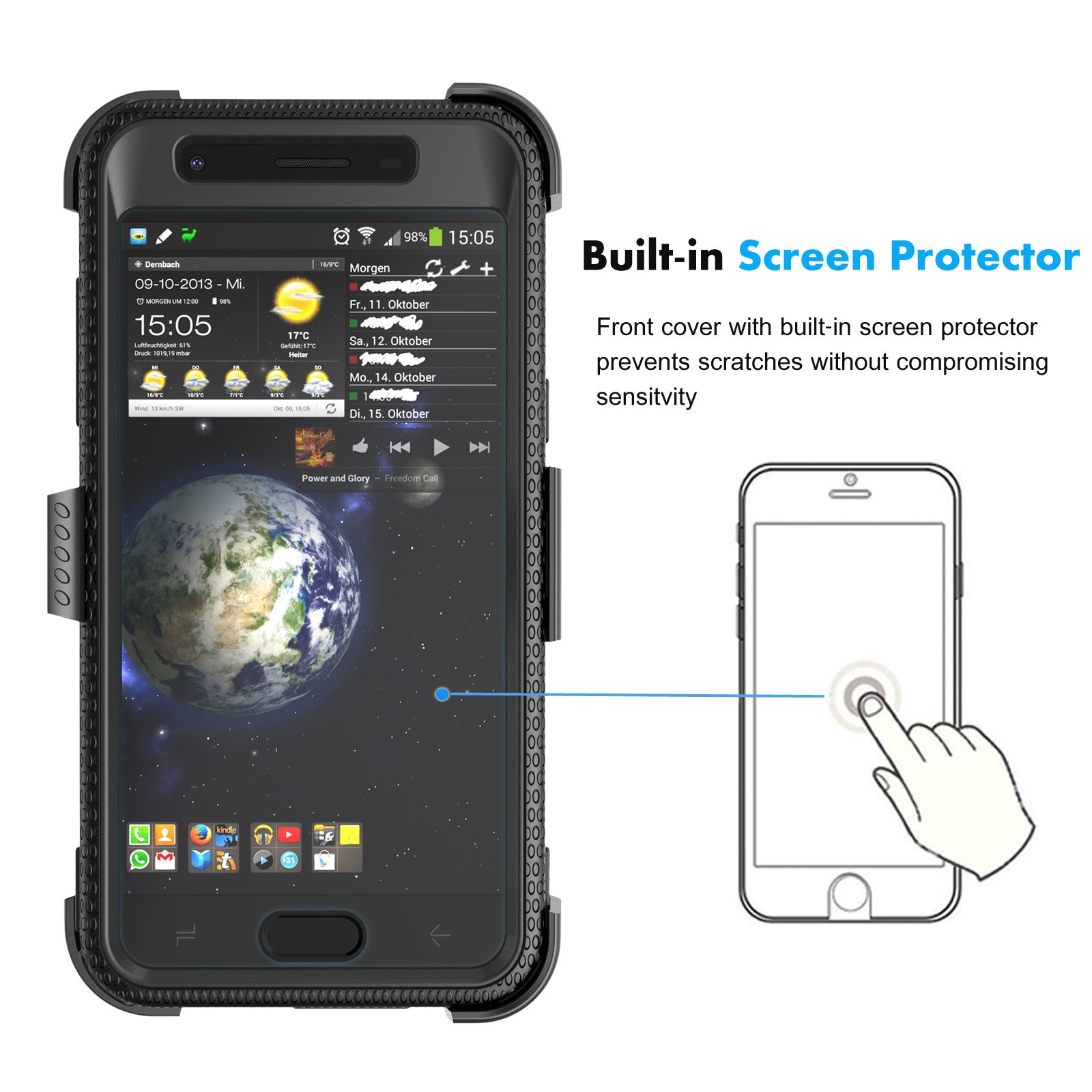 Njjex Galaxy J3 Orbit Case - Compatible with Samsung J3 2018/J3 Eclipse 2/J3 Achieve/Express Prime 3/Amp Prime 3/J3 Prime 2/J3 Emerge/J3 V 3rd Gen/J3 Aura/J3 Star - Holster Swivel Belt Clip Phone Cover (Black) - Perfect for Work, Outdoor Activities & Everyday Protection