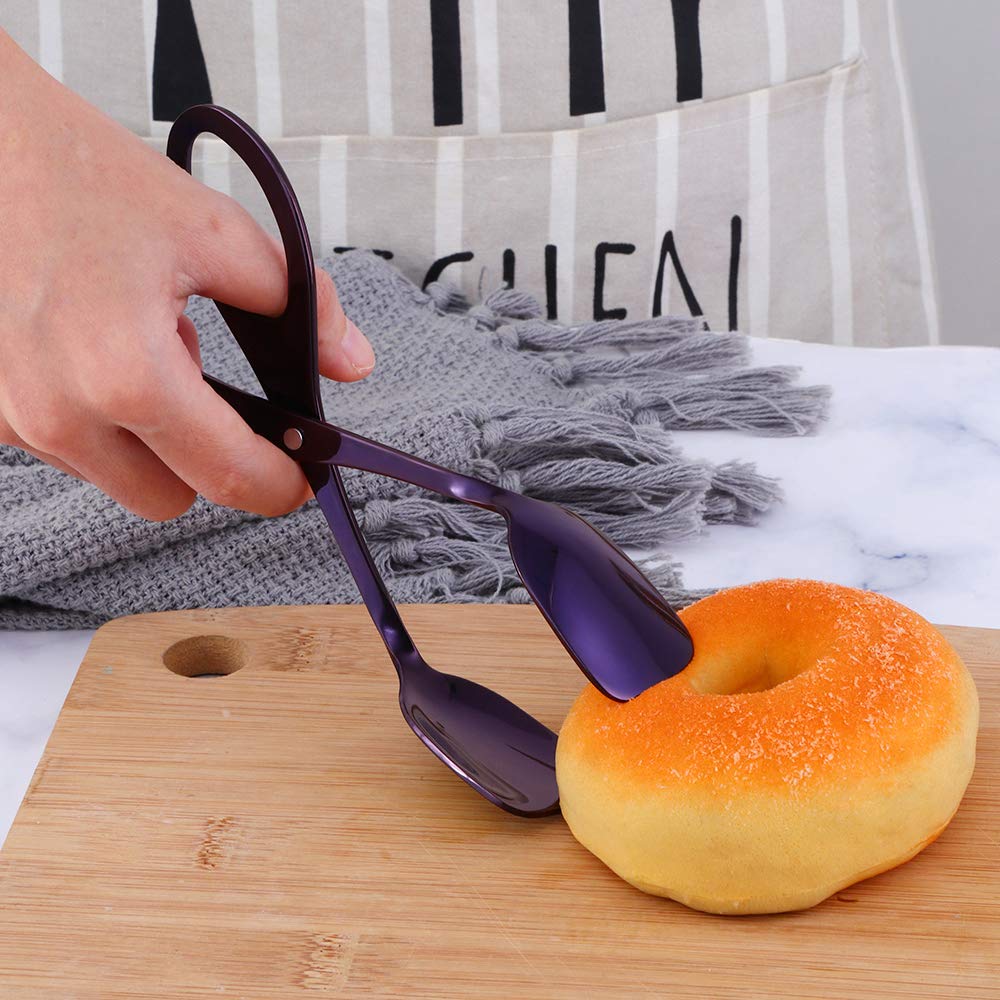 Premium Stainless Steel Bread Tongs - Kitchen Serving & BBQ Tongs for Pasta, Meat, Appetizers, Pastries & Steak - Perfect for Cooking, Baking, Serving at Parties, BBQs & Restaurants