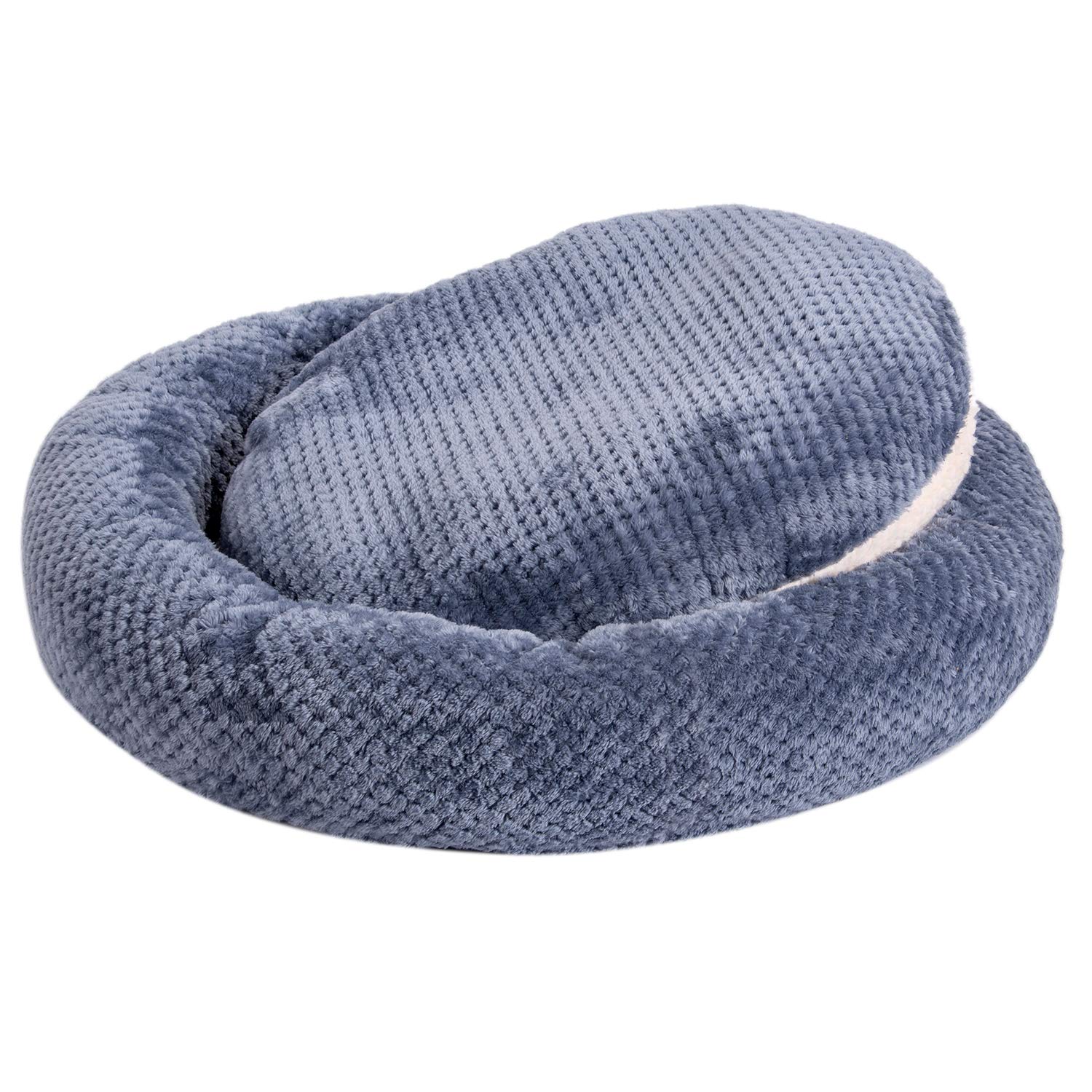 WONDER MIRACLE Fuzzy Deluxe Pet Bed - Ultra Soft Orthopedic Dog Bed & Cat Bed for Large Dogs - Machine Washable Pet Crate Mat (24x24 Inches, Smoked Blue) - Perfect for Living Room, Bedroom & Kennel Comfort