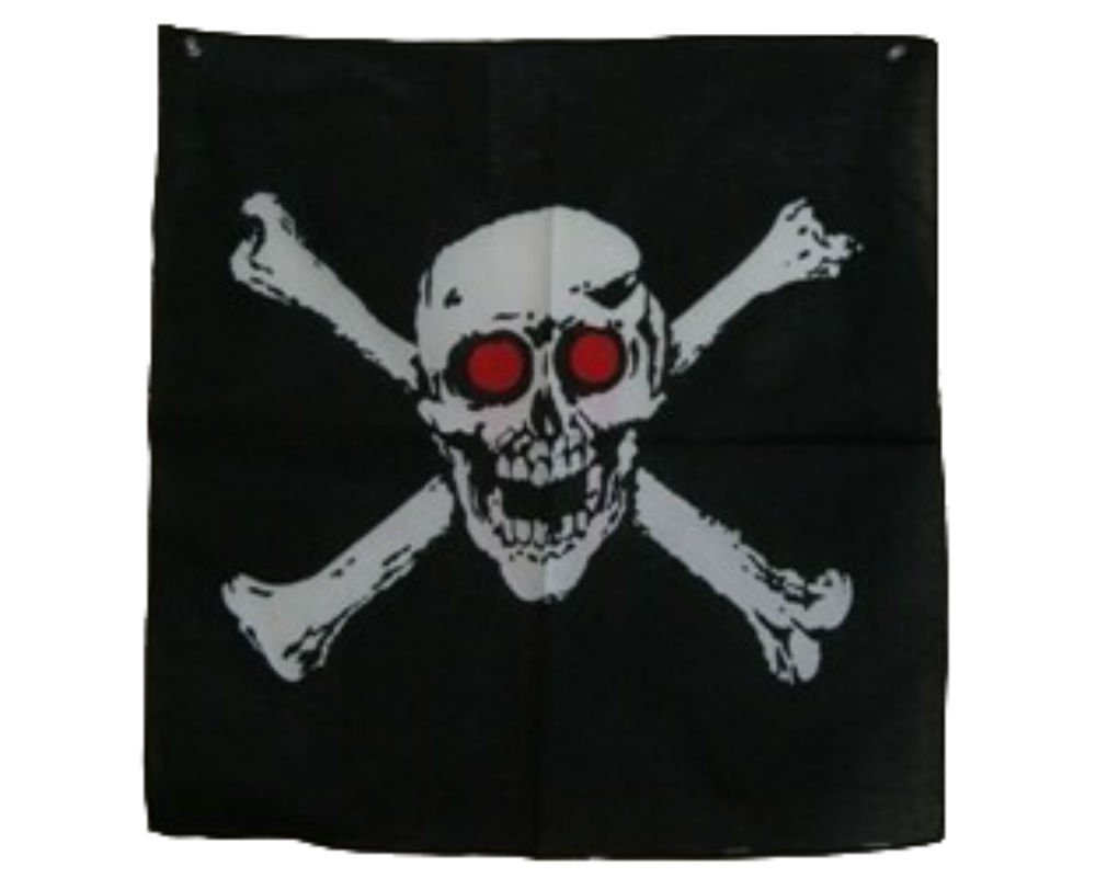 Pirate Jolly Roger Red Eye 22x22 Inch Cotton Bandana - Skull Flag Scarf for Costume, Motorcycle, Outdoor & Fashion Accessories