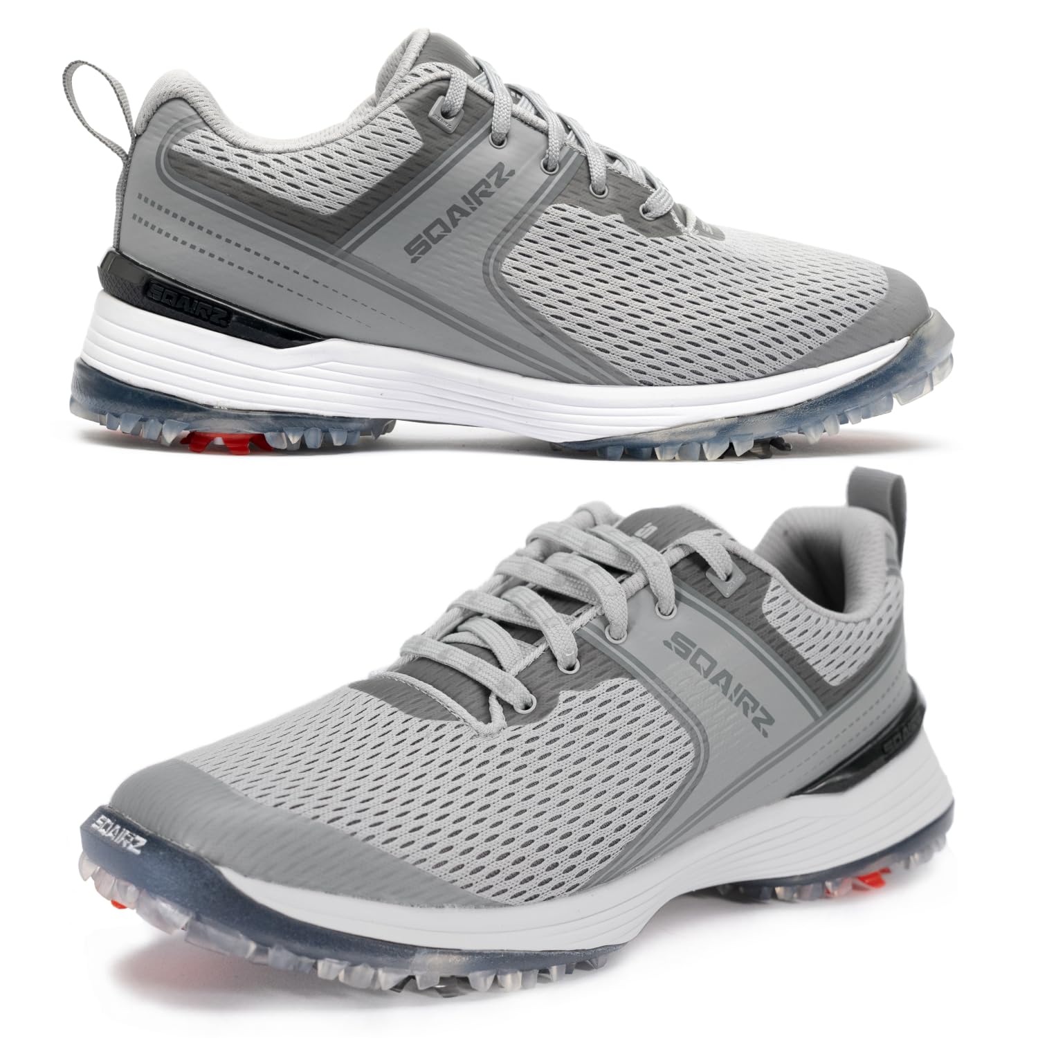 SQAIRZ Freedom Mesh Women's Athletic Golf Shoes - Lightweight Breathable Spiked Golf Footwear for Balance & Performance (Replaceable Cleats) - Perfect for Driving Range, Course Play & Tournament Golf