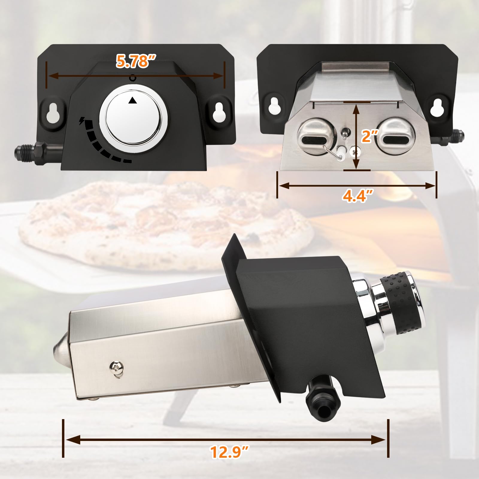 Ooni Karu 16 Pizza Oven Gas Burner Attachment - Propane Converter with Valve Hose - Replacement Parts for Ooni Pizza Ovens - Perfect for Outdoor Cooking, Camping & Backyard Pizza Parties