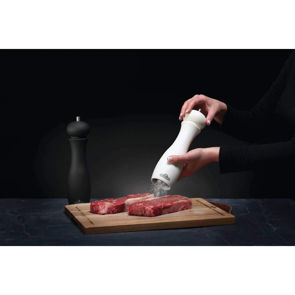 Napoleon Salt and Pepper Grinder Set - Premium BBQ Grill Accessories, 2-Piece Matte Black Pepper & White Salt Mill with Ceramic Grinding Mechanism, Soft Grip, 10 Inch Height - Perfect for Outdoor Cooking, Kitchen, Dining Table, and Camping Use