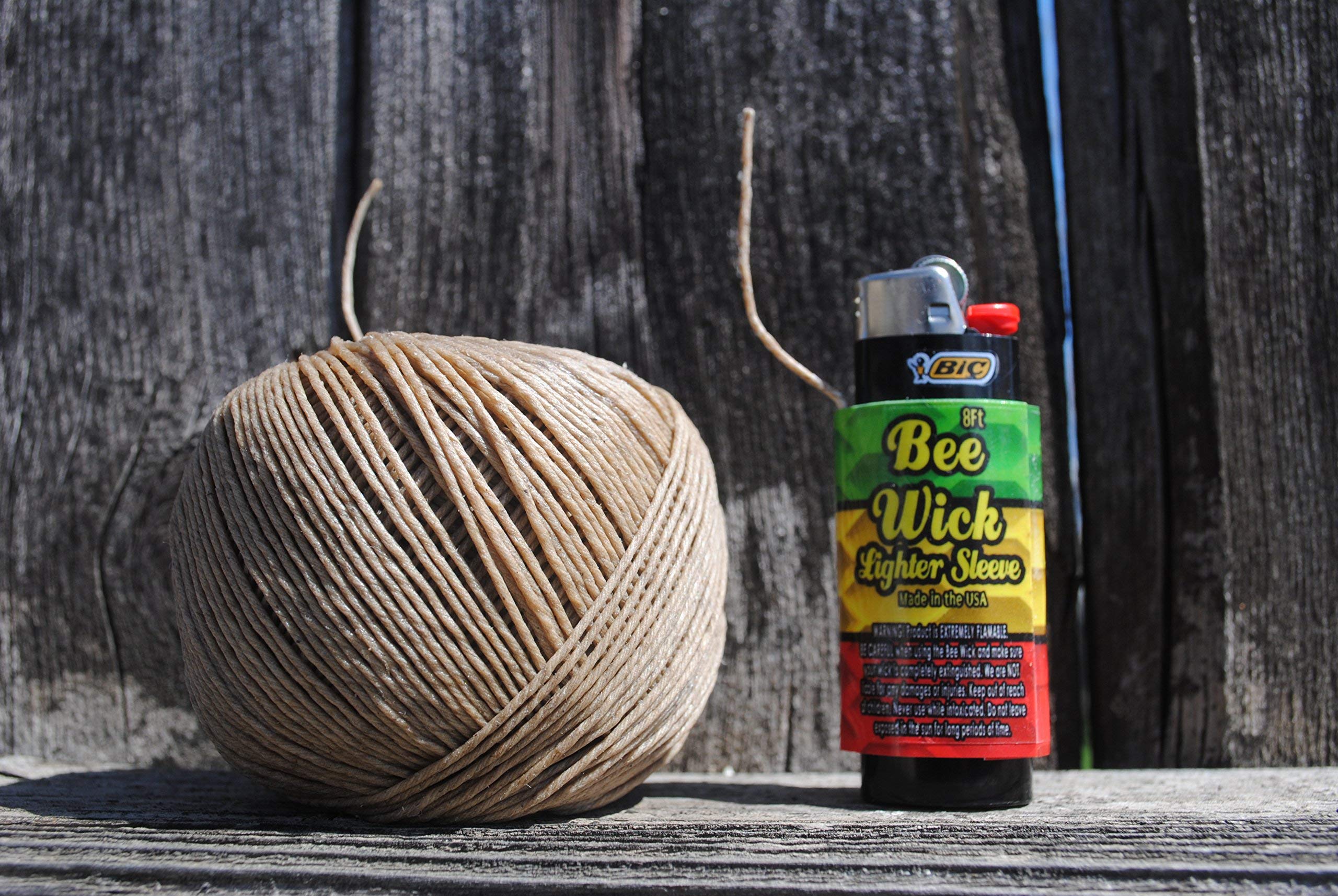 Organic Hemp Wick Dispenser & Lighter Sleeve 3-Pack (8 FT Each) - Natural Beeswax-Coated for Smooth Lighting - Perfect for Candles, Smoking, Camping & Outdoor Use