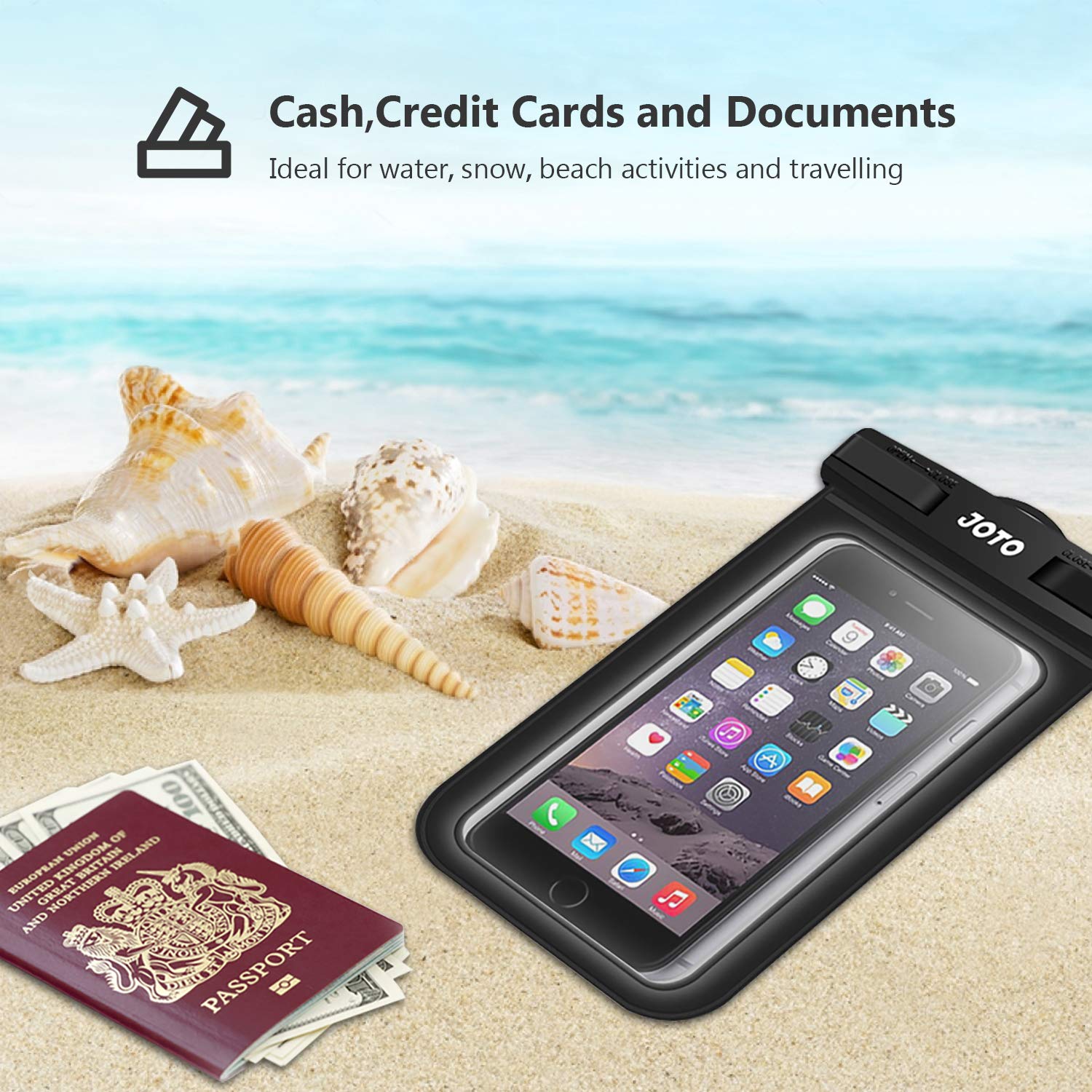 JOTO Waterproof Phone Pouch IPX8 - Universal Waterproof Case & Dry Bag for iPhone 15/14/13/12/11 Pro Max/XS/XR/X/8 & Galaxy S23/S22/S21/S20 & Pixel (Up to 7