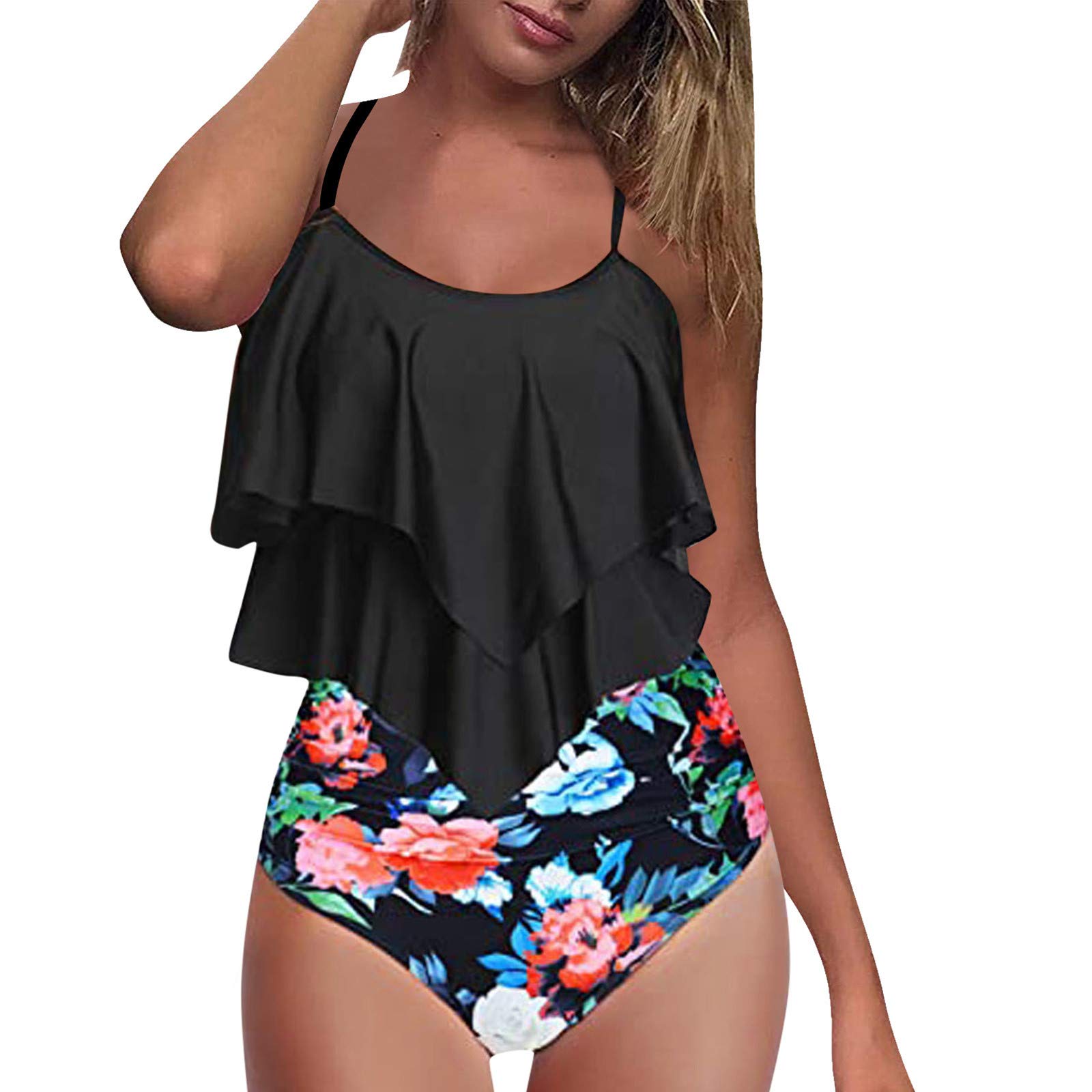 Sexy High Breast Contrast Bikini Set - Strapless Padded Swimwear for Beach & Pool