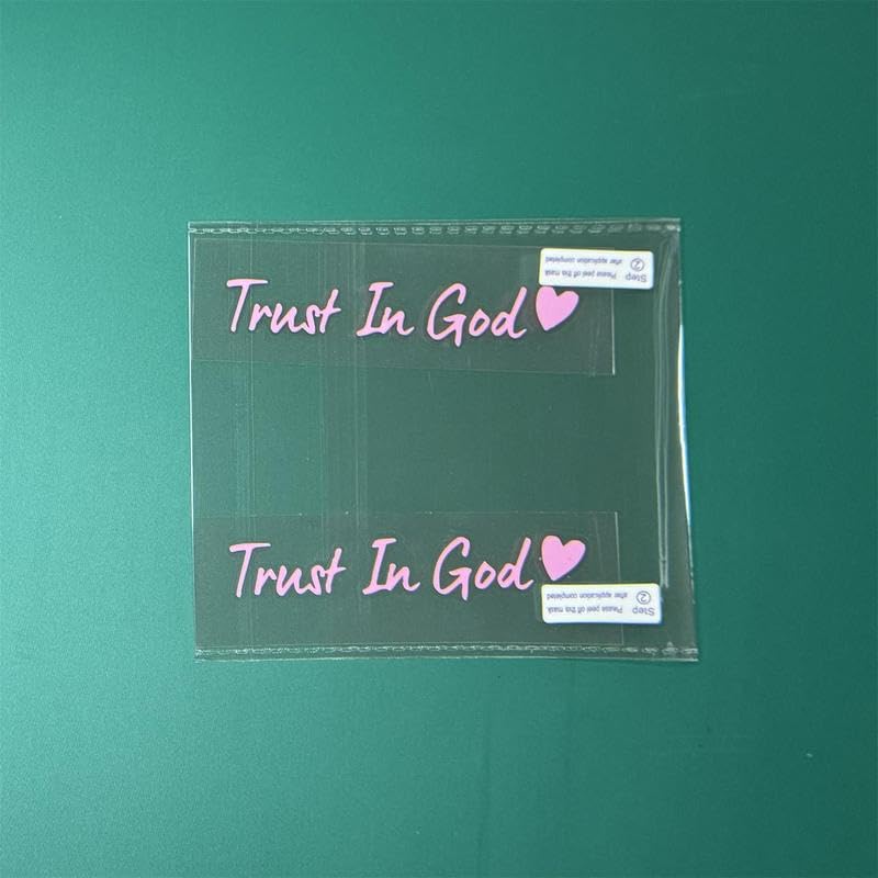Trust In God Car Rearview Mirror Sticker - Inspirational Letter & Heart Design - Self-Adhesive Mirror Decal for Car Exterior Decoration - Perfect for Daily Commute, Road Trips & Gift Giving