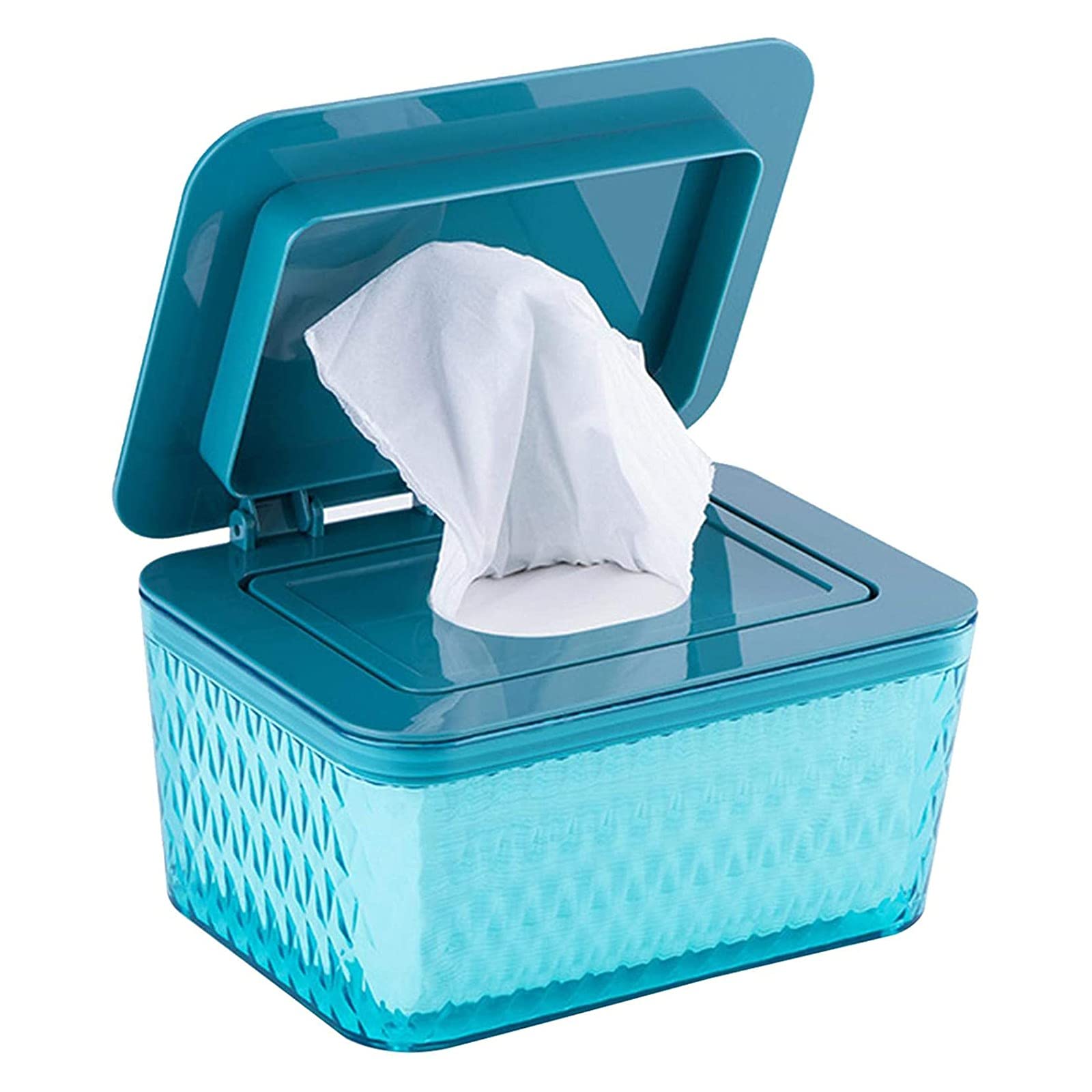 Ampopt Baby Wipes Dispenser Box - Plastic Wet Wipes Container for Toilet, Housekeeping & Travel (Blue) - Perfect for Diaper Changes, Bathroom Use & On-the-Go Cleaning