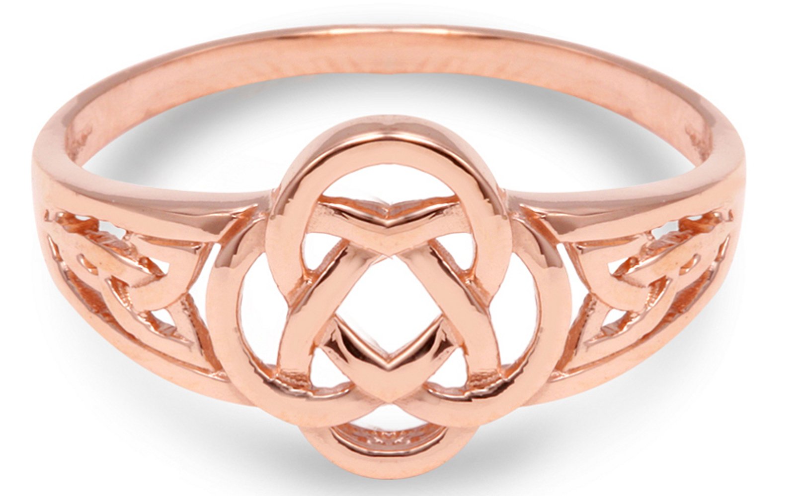 10K Rose Gold Trinity Triquetra Ring for Women - Elegant Celtic Knot Jewelry - Perfect for Weddings, Anniversaries & Everyday Wear