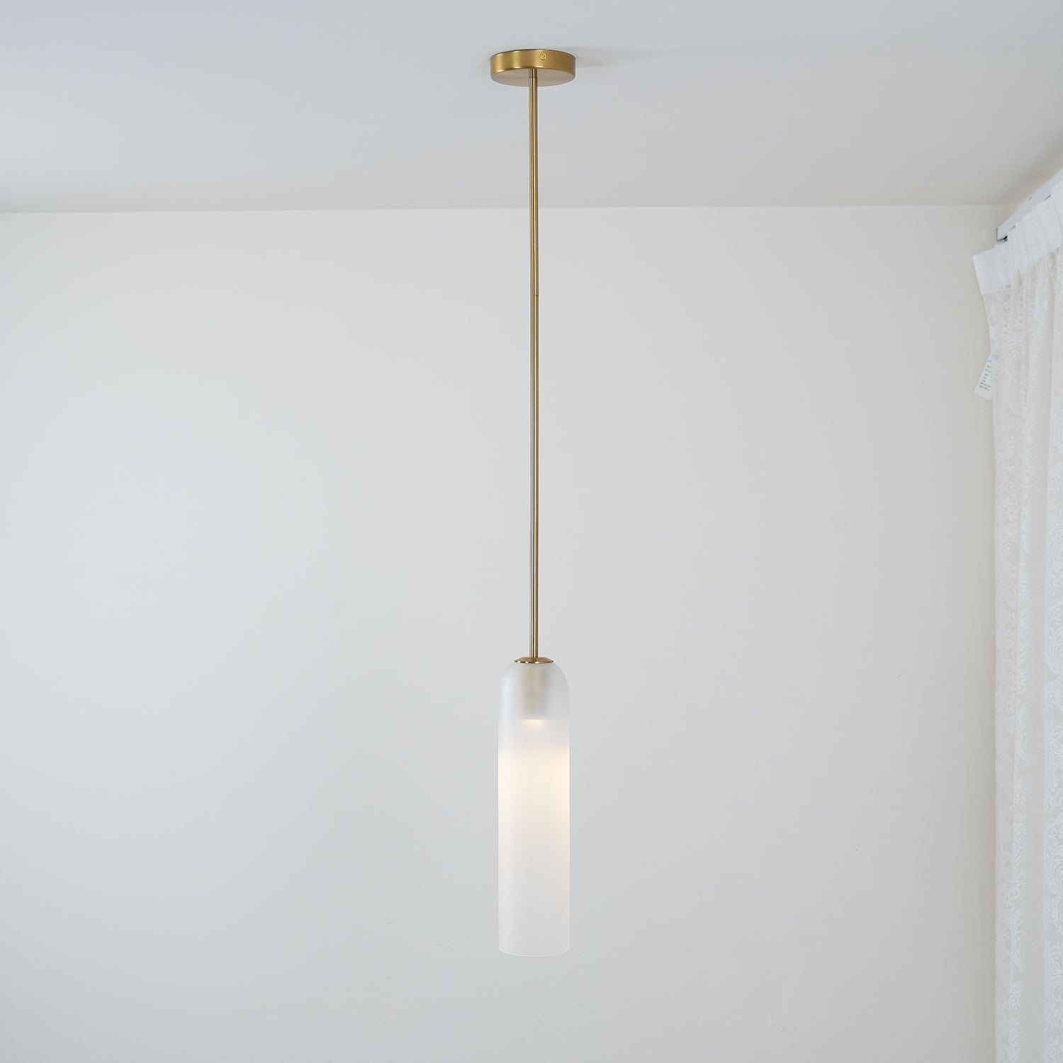 Modern Long Tube Glass Pendant Light Fixture - Sleek Cylindrical Hanging Lamp for Kitchen Island, Dining Room & Bedroom Lighting