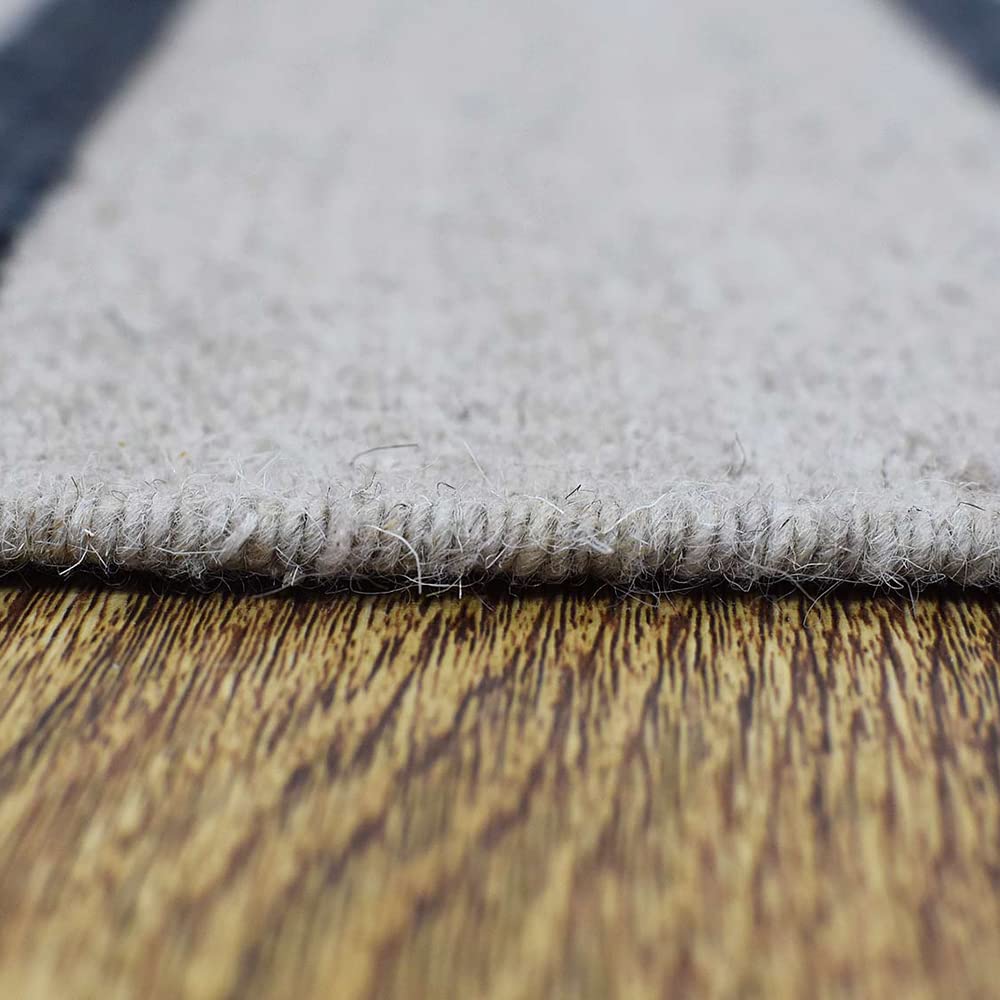 Hand Woven Flat Weave Kilim Wool Eco-Friendly Area Rug - 3'x13' Runner, Cream Charcoal, Contemporary Modern Design, Low Pile Handmade Carpet for Living Room, Hallway & Entryway | Sustainable Natural Fiber Floor Decor