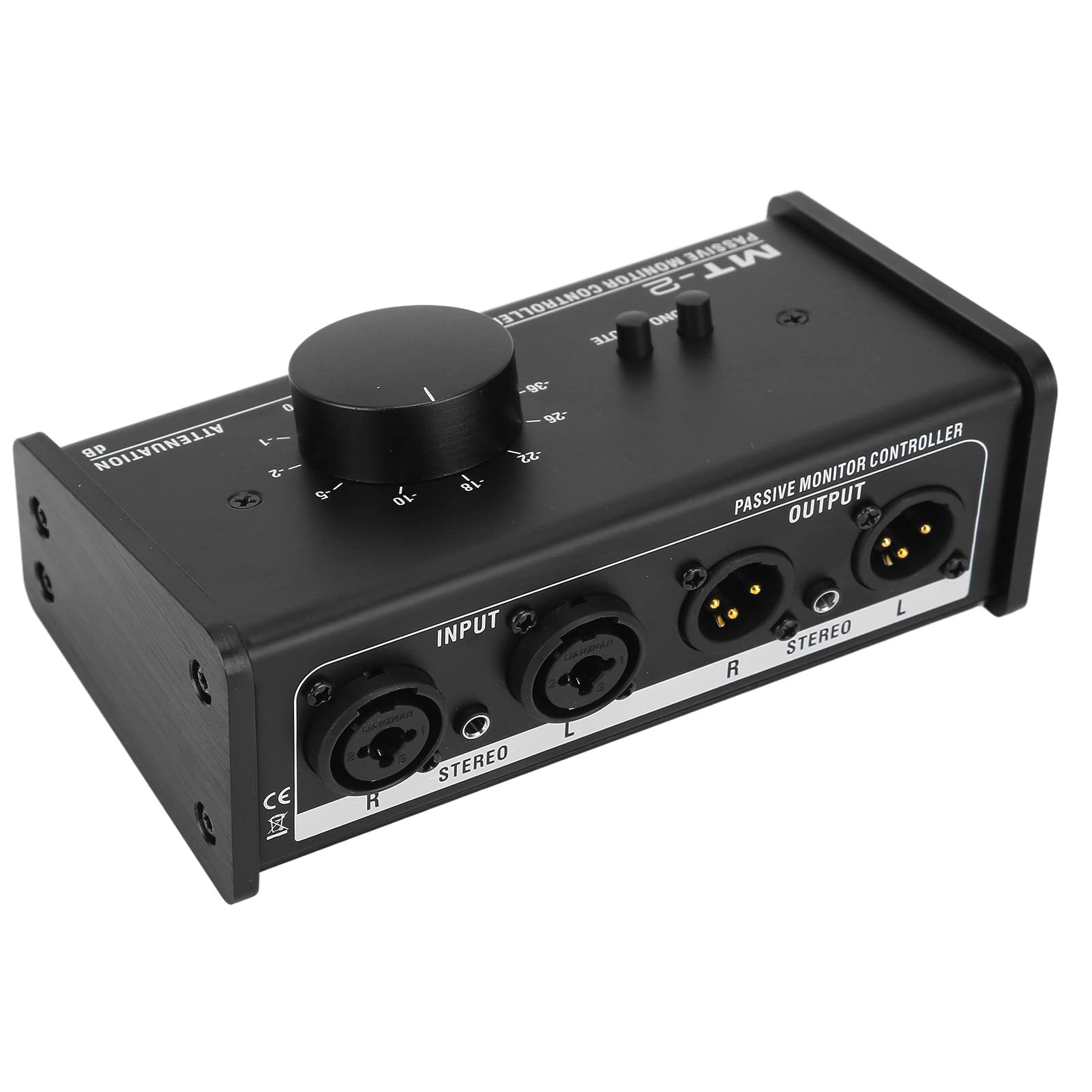 Big Knob Passive Monitor Controller - XLR & 3.5mm Audio Interface with Large Volume Knob, Mute Control for Studio Monitors | Professional Stereo Volume Control for Home & Recording Studios