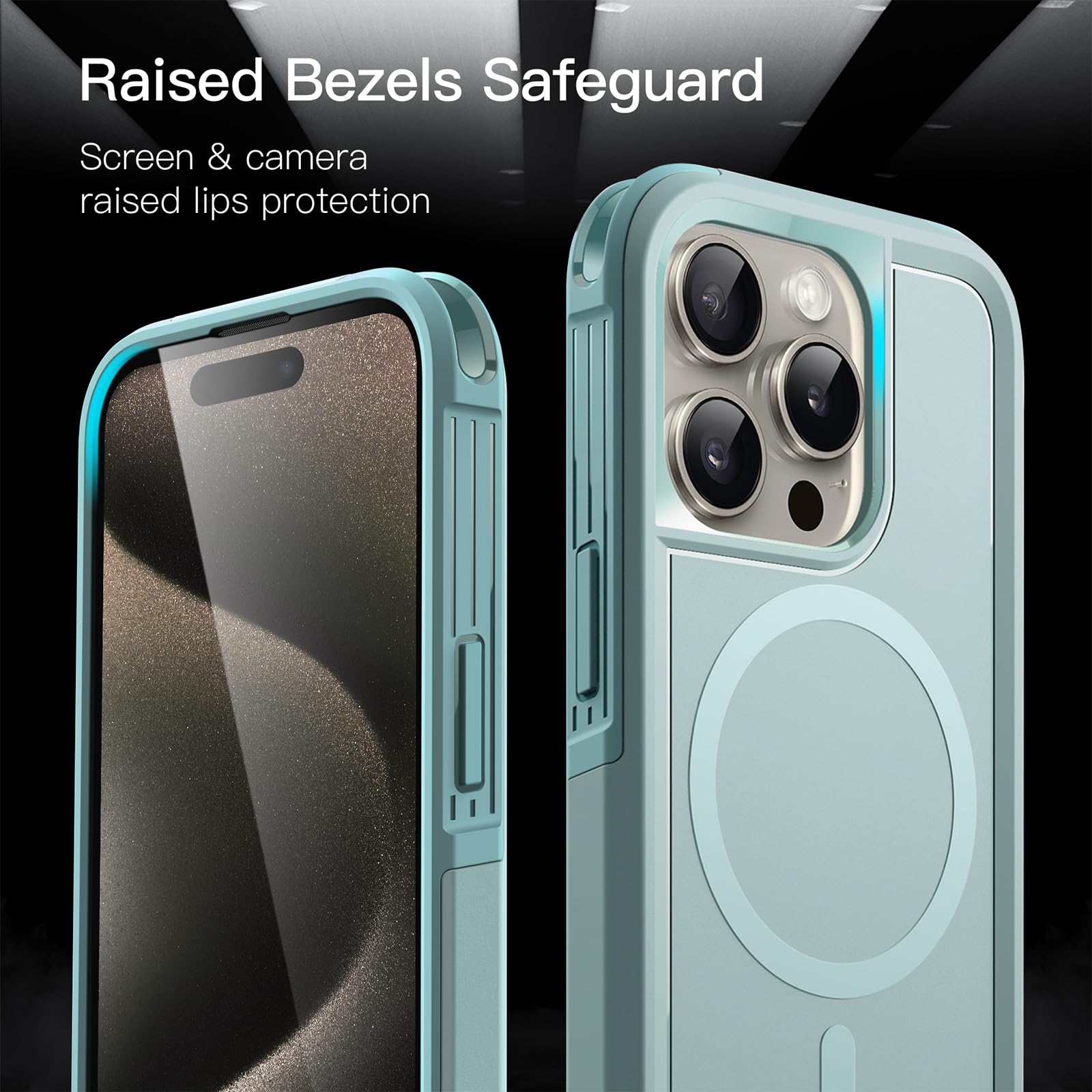 JETech iPhone 15 Pro 6.1-Inch Case with MagSafe | Heavy Duty Dual-Layer Rugged Protection | Shockproof Magnetic Cover (Mint Green) | Perfect for Outdoor Adventures & Daily Protection