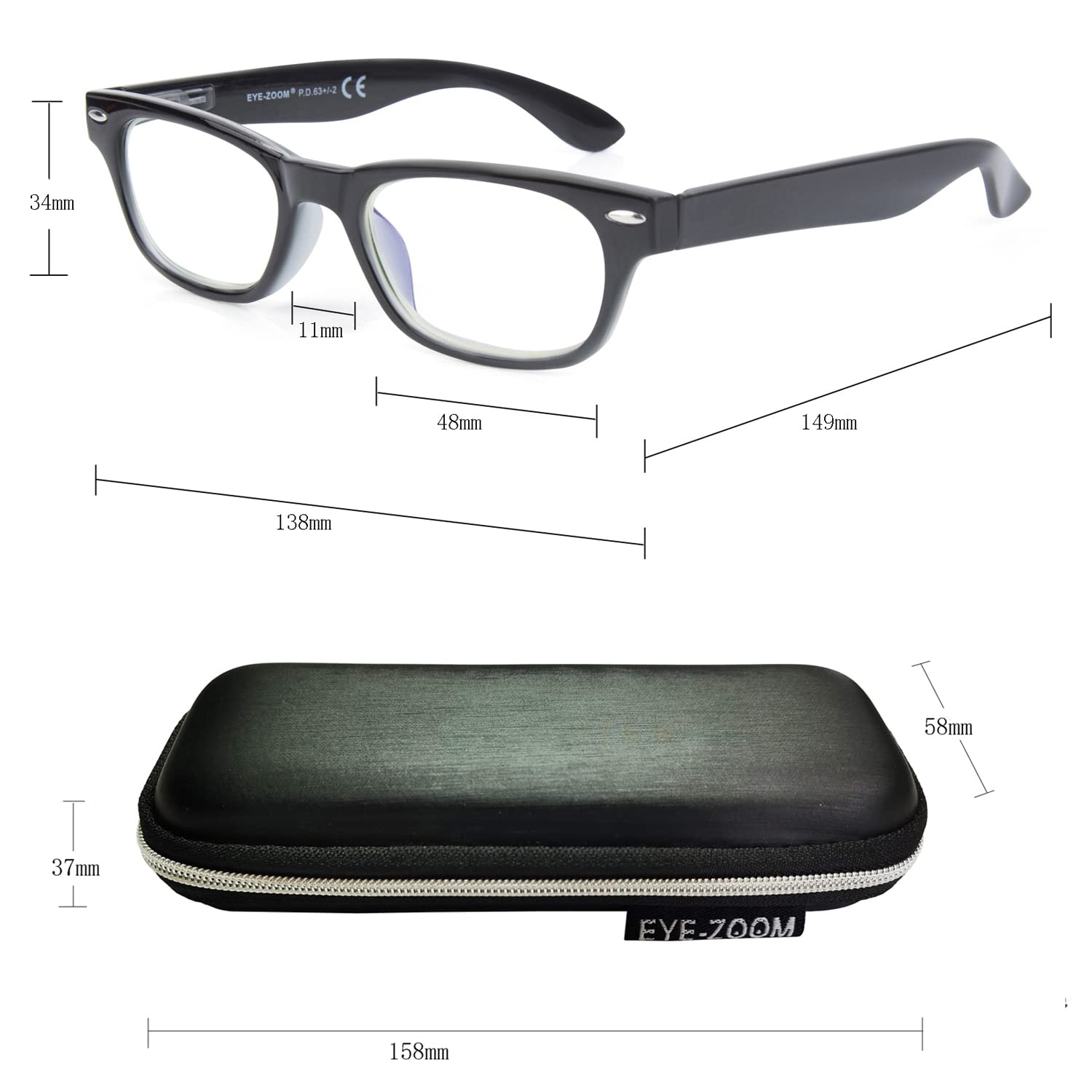 5 Pack Vintage Plastic Frame Blue Light Blocking Reading Glasses for Men & Women - Anti-Eye Strain Computer Glasses for Office, Gaming & Screen Time