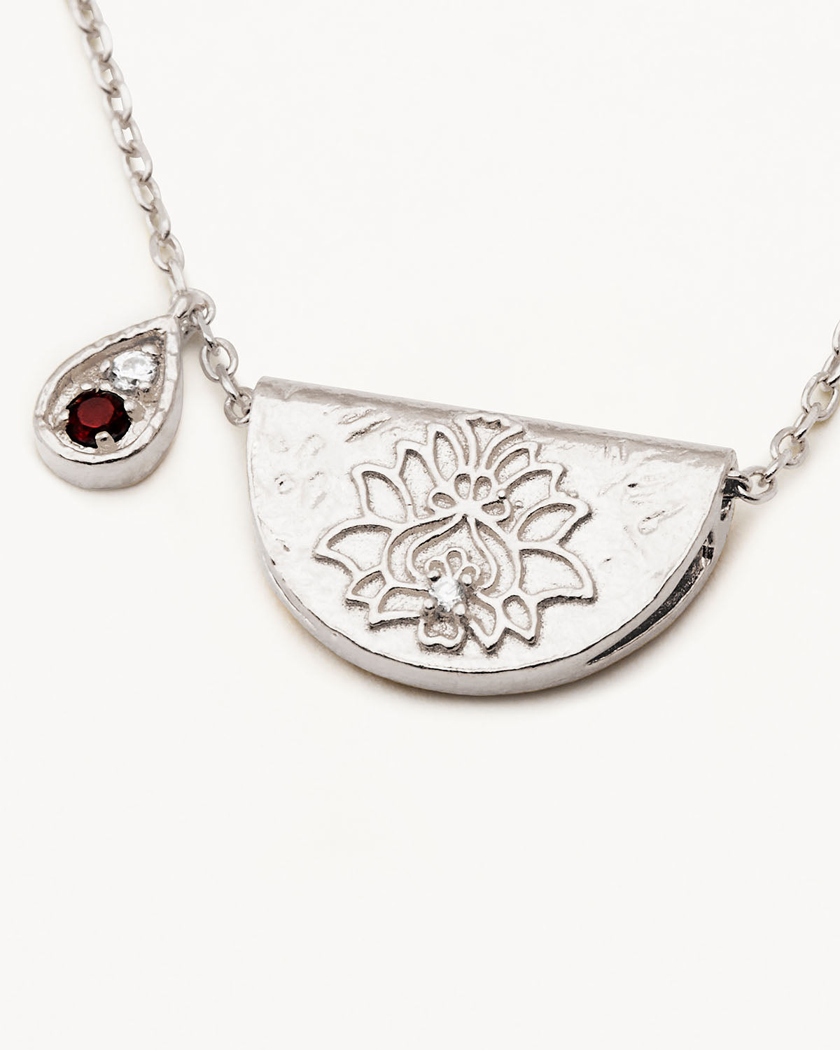 Genuine Sterling Silver Lotus Birthstone Necklace with January Garnet - Perfect Gift for Women, Birthday, Anniversary & Special Occasions