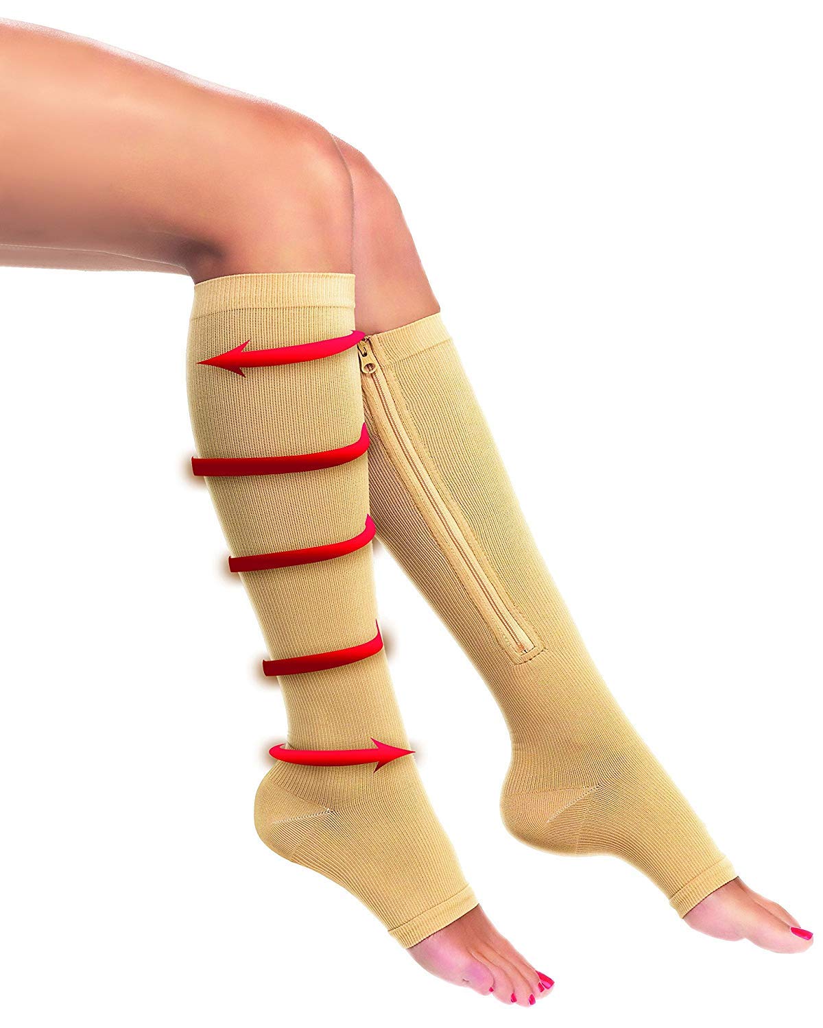 BulbHead Zip Sox Compression Socks for Men & Women - S/M Size, Breathable Support Socks for Circulation, Travel & Work - Ideal for Nurses, Athletes & Long Flights
