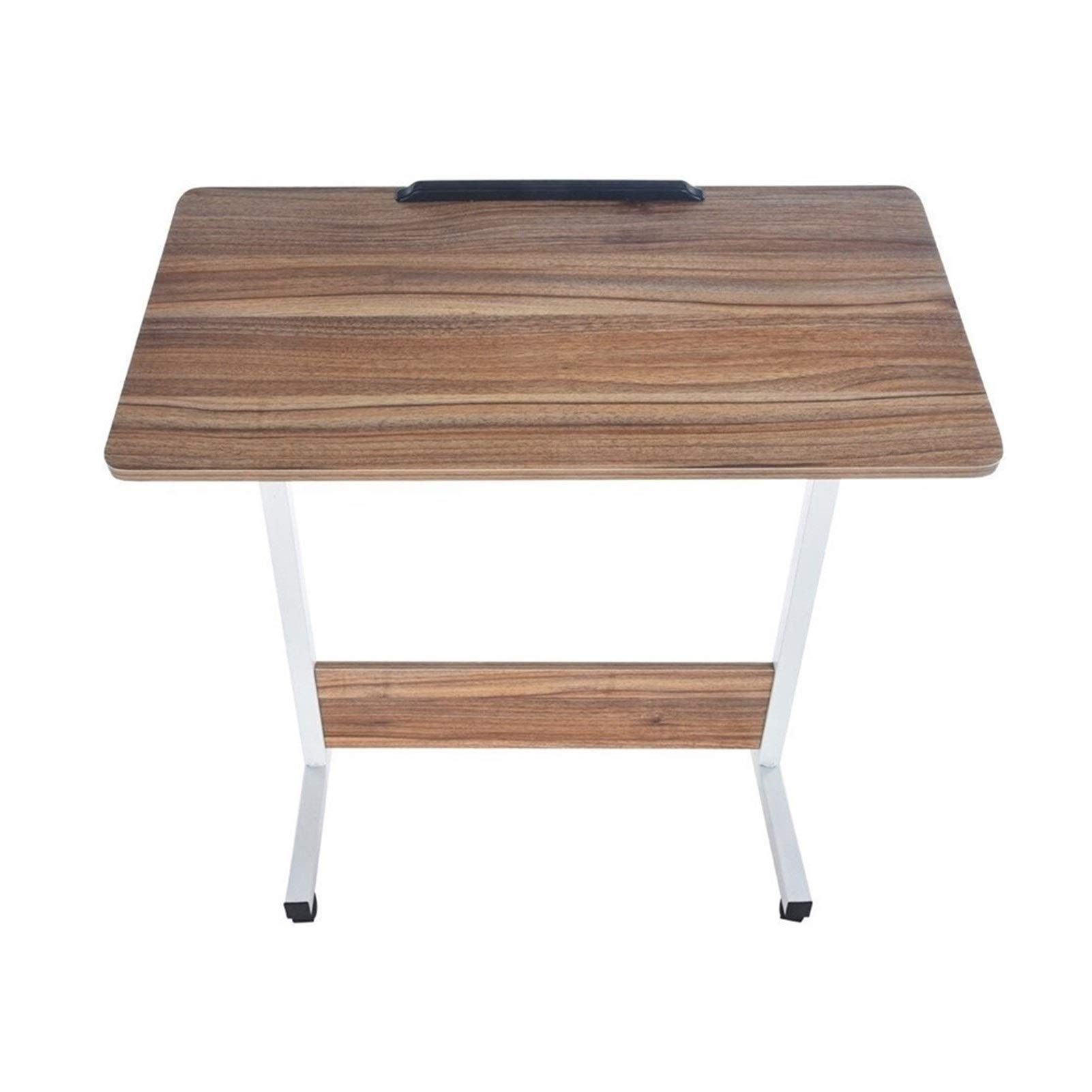 Ergonomic Foldable Laptop Desk - Adjustable Overbed Table with Wheels for Home Office, Gaming & Study | Portable Computer Workstation for Small Spaces (Brown) | Perfect for Bed, Sofa, Dorm & Remote Work