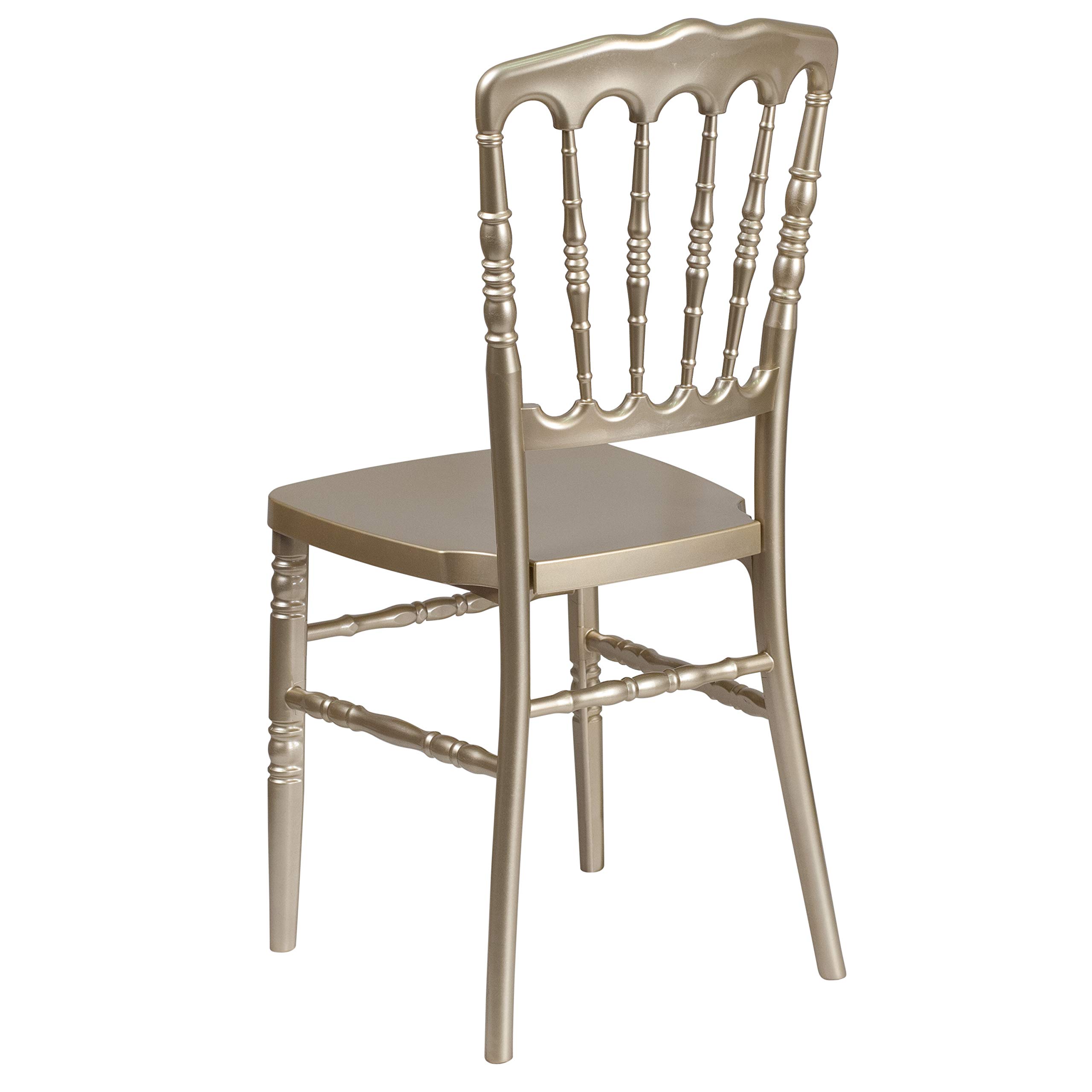 2 Pack Gold Resin Stacking Napoleon Chairs - Elegant Banquet & Event Furniture for Weddings, Parties, and Outdoor Gatherings