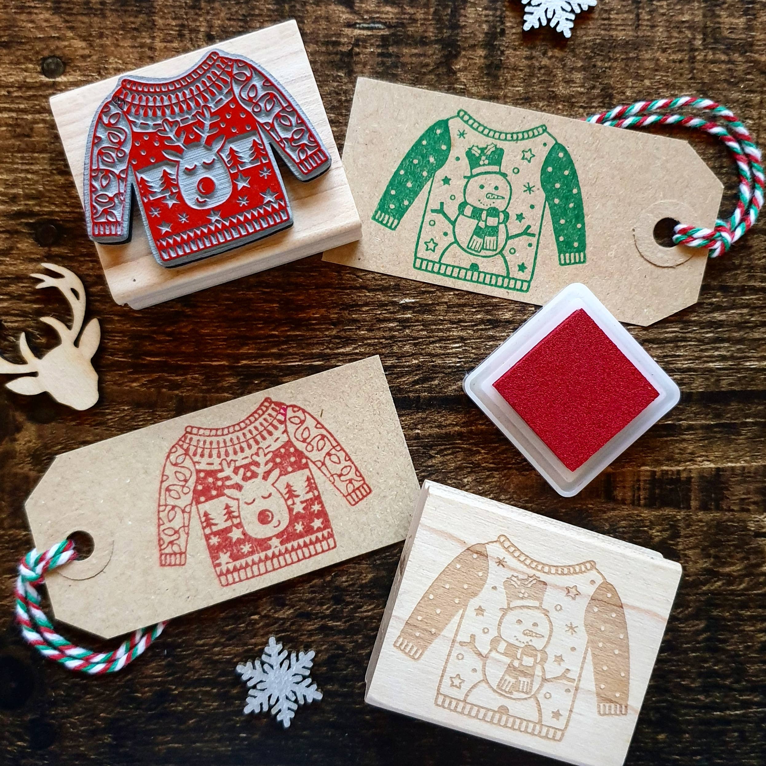 Christmas Jumper Sweater Rubber Stamp - DIY Holiday Card Making & Gift Wrapping - Perfect for Crafting, Scrapbooking & Christmas Decorations