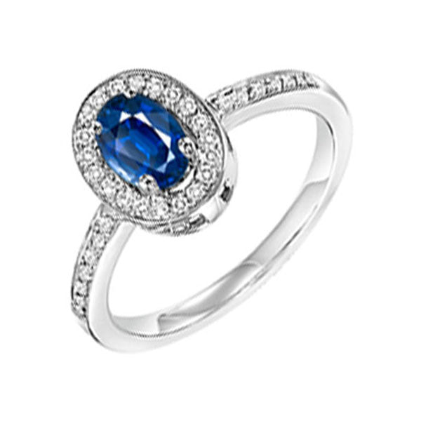 14K White Gold Diamond (1/5 CTW) & Sapphire (1/4 CTW) Engagement Ring for Women - Perfect for Weddings, Anniversaries & Special Occasions