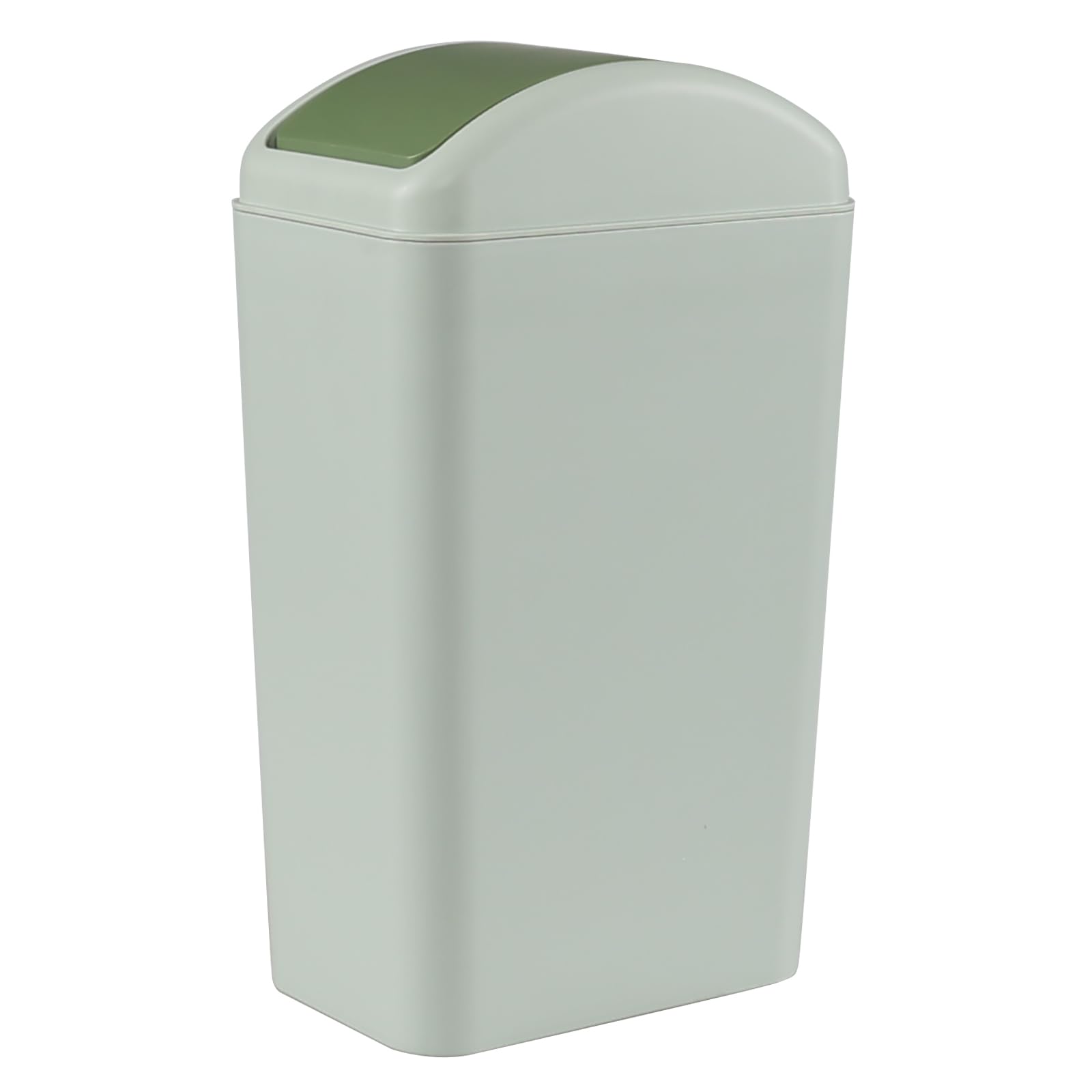 3 Gallon Swing-Top Trash Can with Lid - Green Plastic Waste Bin for Kitchen, Bathroom, Office & Outdoor Use