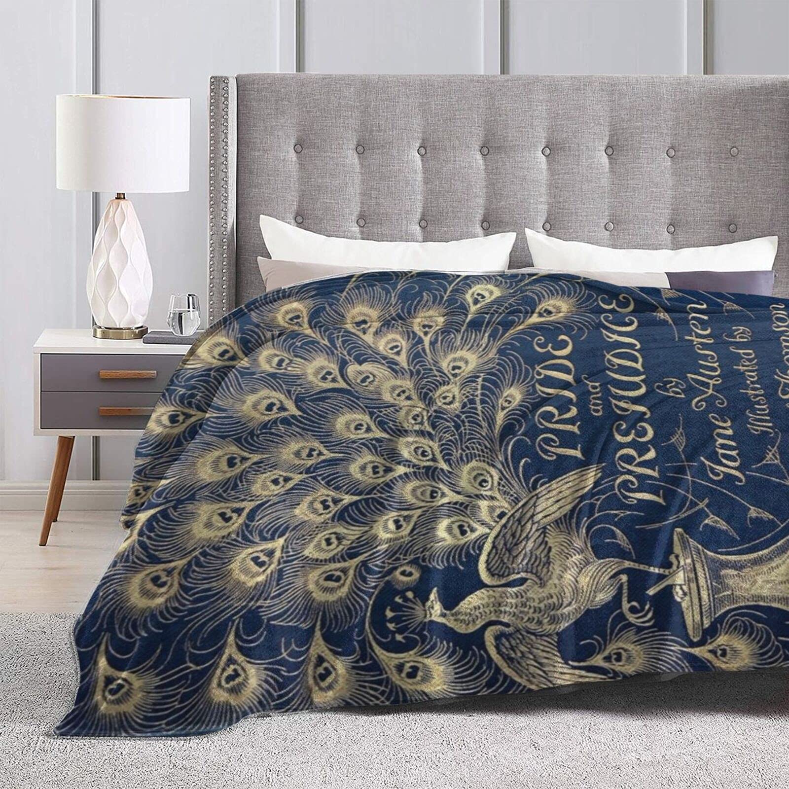 Peacock Throw Blanket - Pride & Prejudice Inspired Soft Fleece Blanket 50
