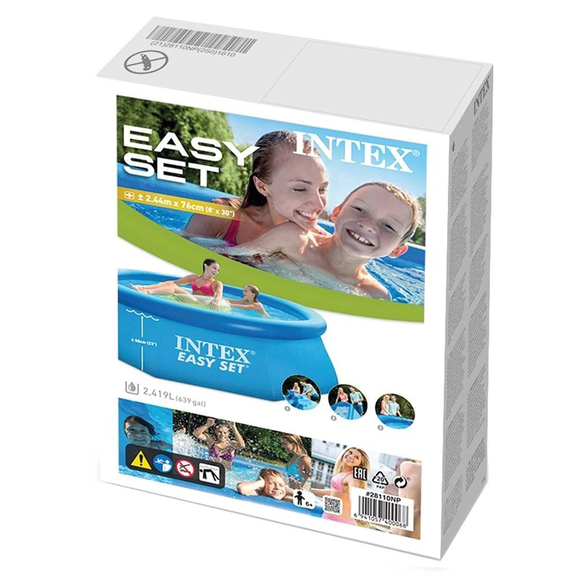 Intex 8ft x 30in Easy Set Inflatable Above Ground Polygonal Pool with Filter Pump - Perfect for Backyard Summer Fun, Family Gatherings & Outdoor Relaxation