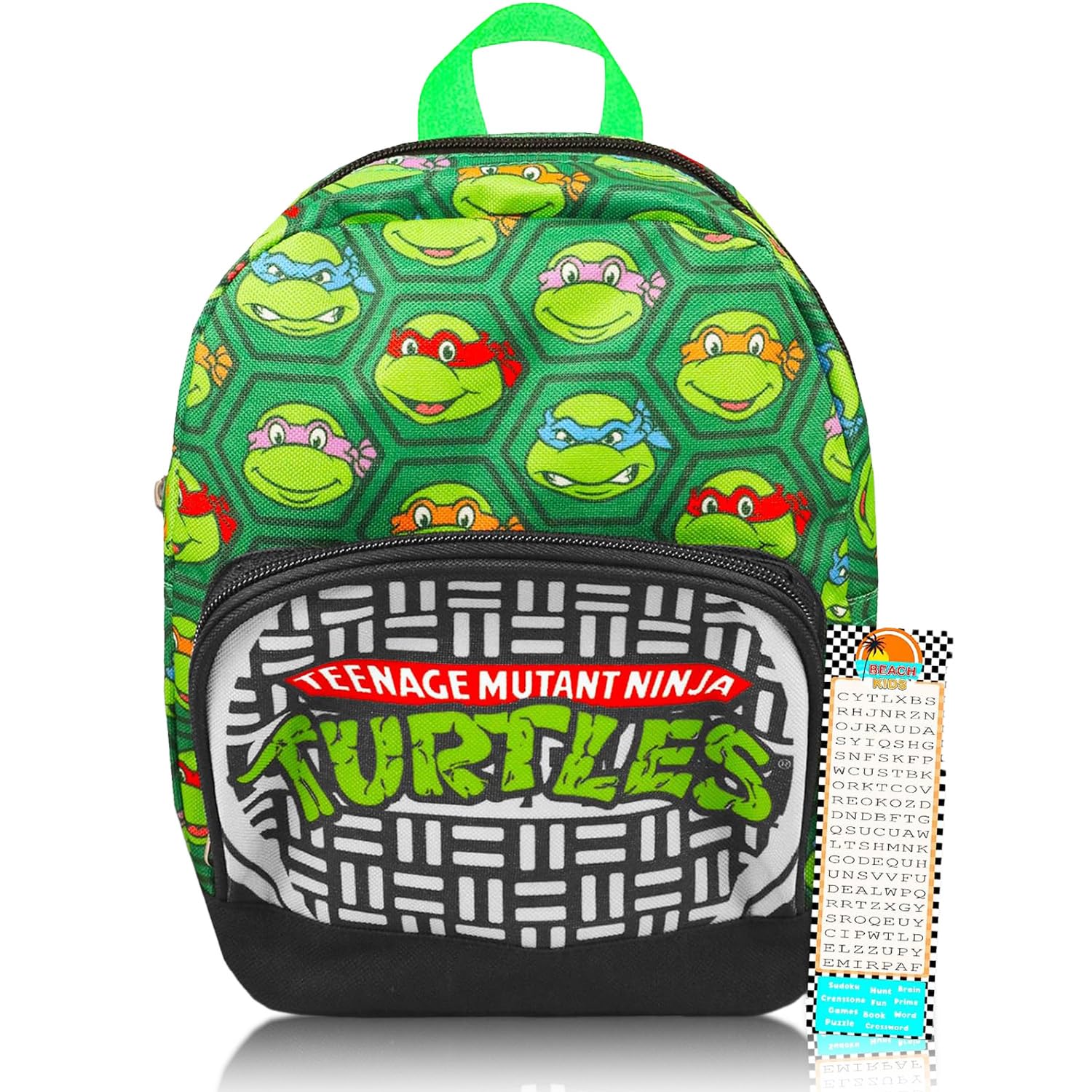 Teenage Mutant Ninja Turtles Mini Backpack for Kids & Teens - 10 Inch Canvas TMNT School Backpack with Front Pocket & Bookmark | Cute Turtle Backpack Purse Set for School, Travel & Comic Con