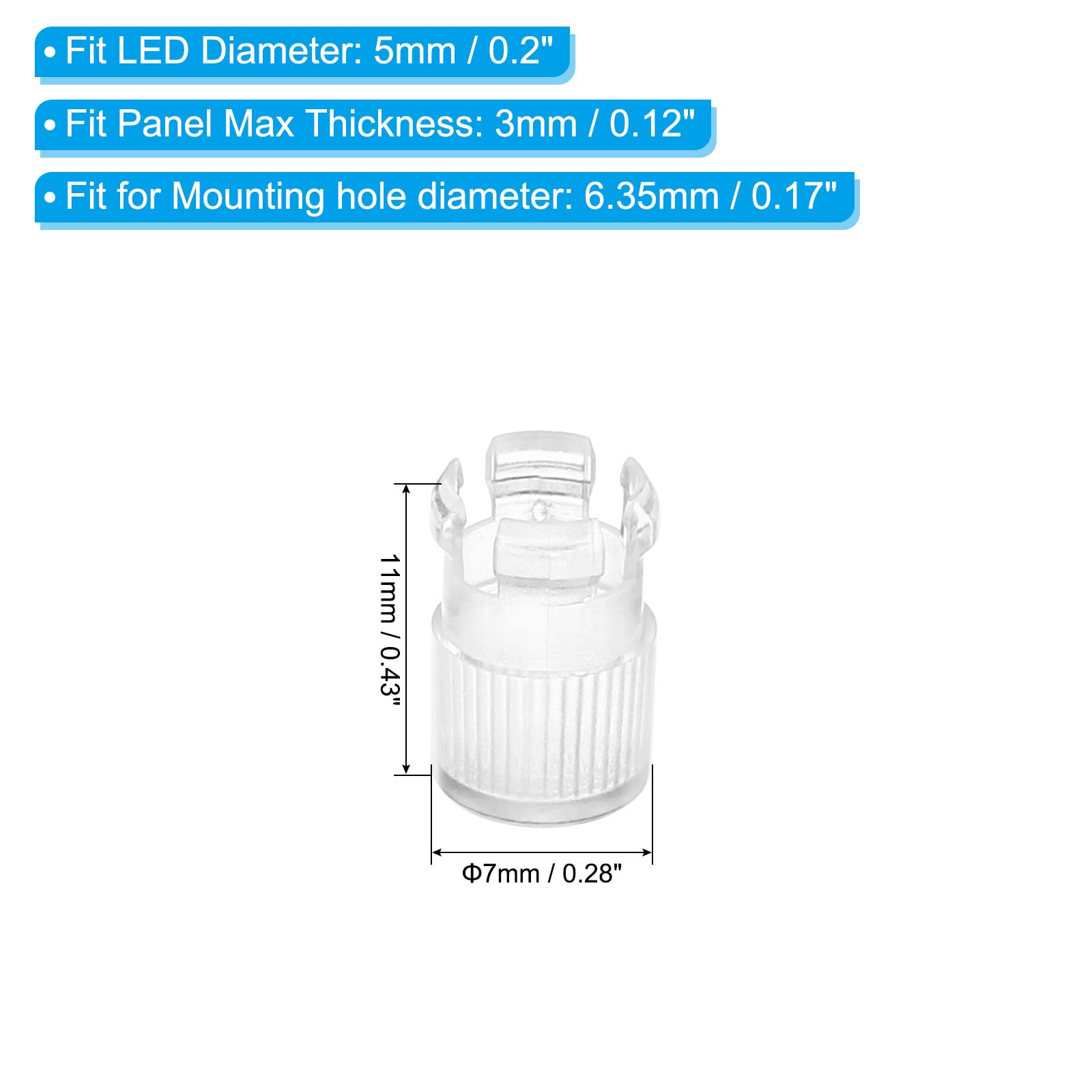 PATIKIL 10 Pack 5mm LED Lamp Sockets - Clear Light Emitting Diode Holder Caps for Bulb Bezel Mount & Panel Display Protection - Perfect for DIY Electronics, Home Lighting Projects & Display Cases