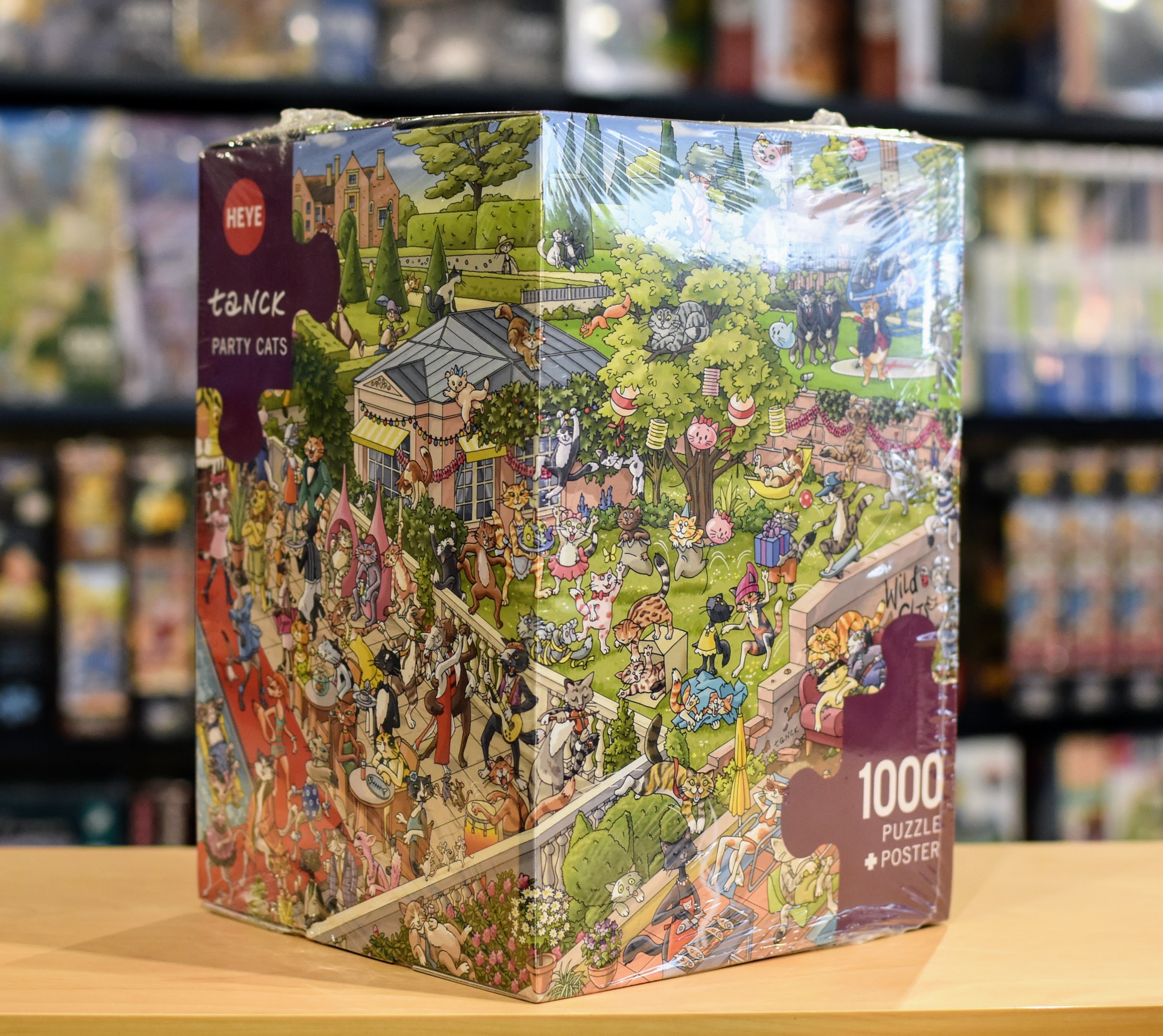Heye 1000-Piece Triangle Jigsaw Puzzle - Party Cats Fun for Adults & Kids, Perfect for Family Game Night & Relaxation