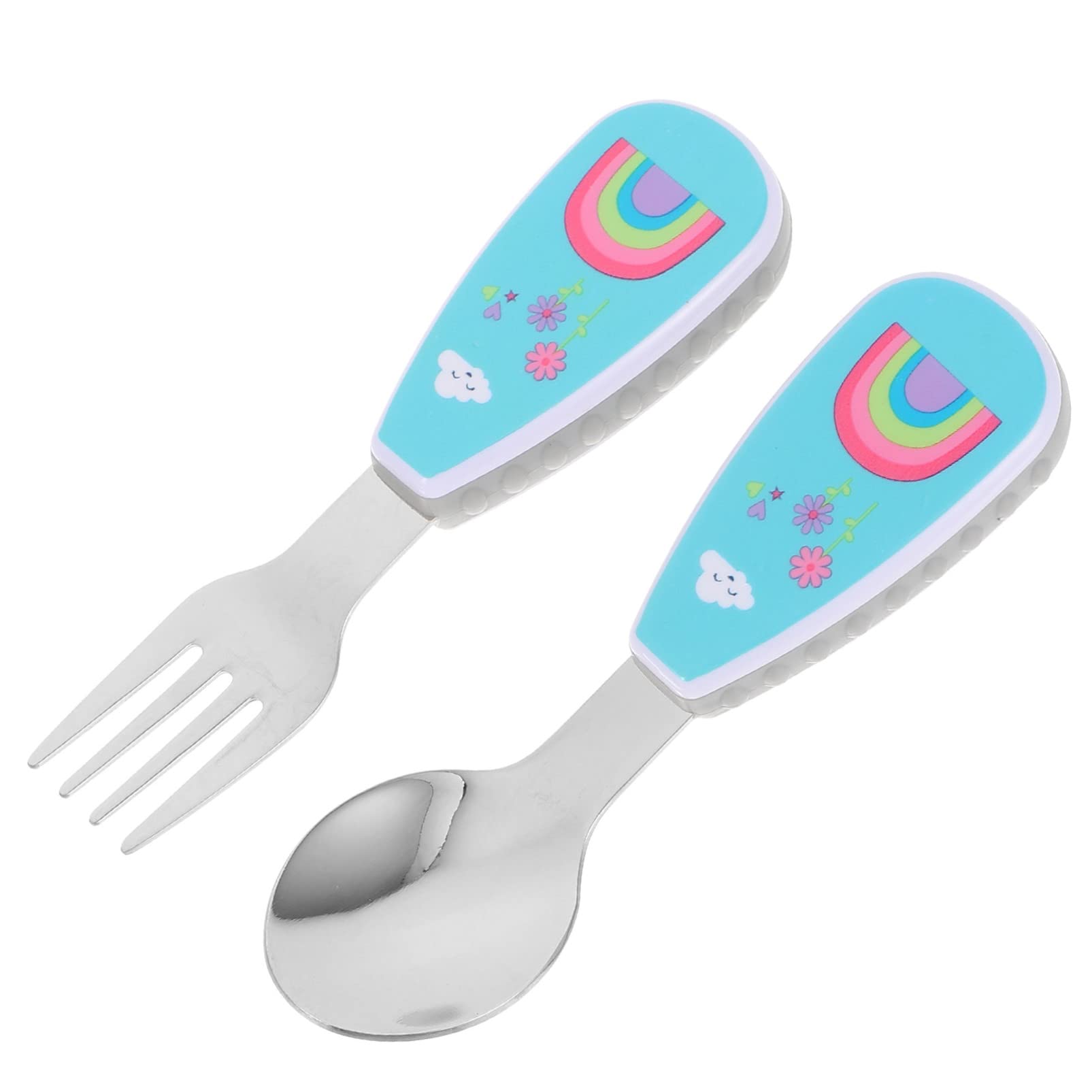Stainless Steel Baby Feeding Spoon Set - 304 Food-Grade Infant Training Utensils for Toddlers | Lightweight Complementary Food Spoon & Fork for Easy Self-Eating Practice | Perfect for First Solids, Weaning, and Baby-Led Weaning at Home or Travel