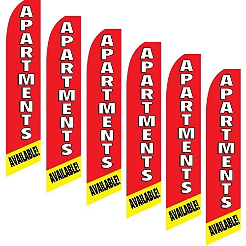 6 Pack Swooper Flags for Apartments - Red, White & Yellow Outdoor Decorative Banners - Perfect for Patio, Balcony, and Garden Decor