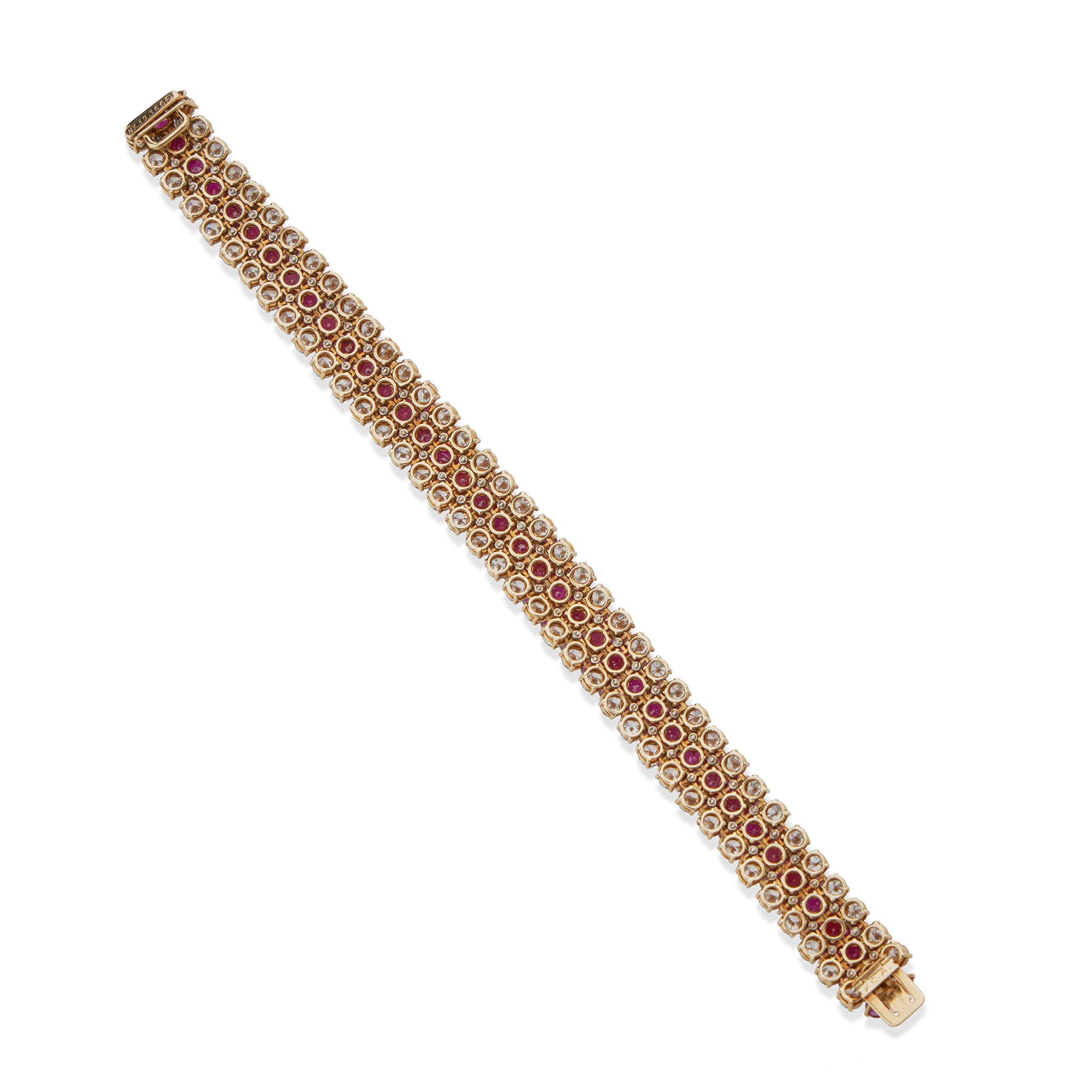 Van Cleef & Arpels Genuine Burma Ruby Tennis Bracelet - 18K Gold Luxury Jewelry for Women, Perfect for Weddings, Anniversaries & Special Occasions