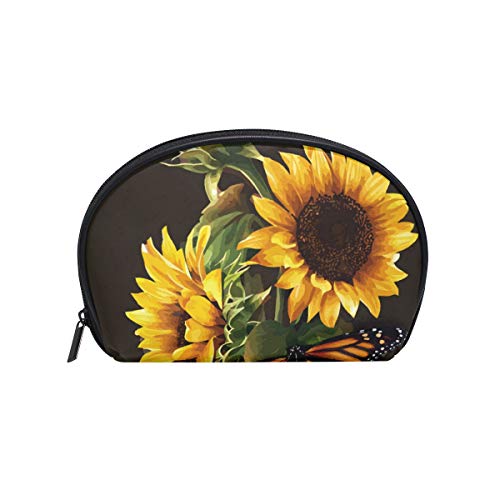LORVIES Sunflower & Butterfly Print Cosmetic Pouch - Waterproof Makeup Bag for Women, Travel Toiletry Organizer with Zipper Closure - Perfect for Travel, Gym, Beach & Daily Essentials Storage