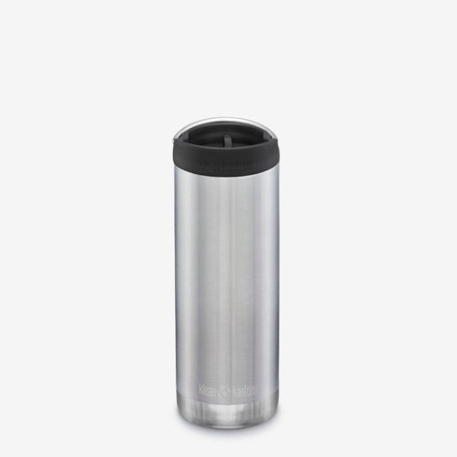 Klean Kanteen 16oz TKWide Insulated Stainless Steel Water Bottle with Cafe Lid - Brushed Finish for Hot & Cold Drinks, Perfect for Hiking, Office, and Travel