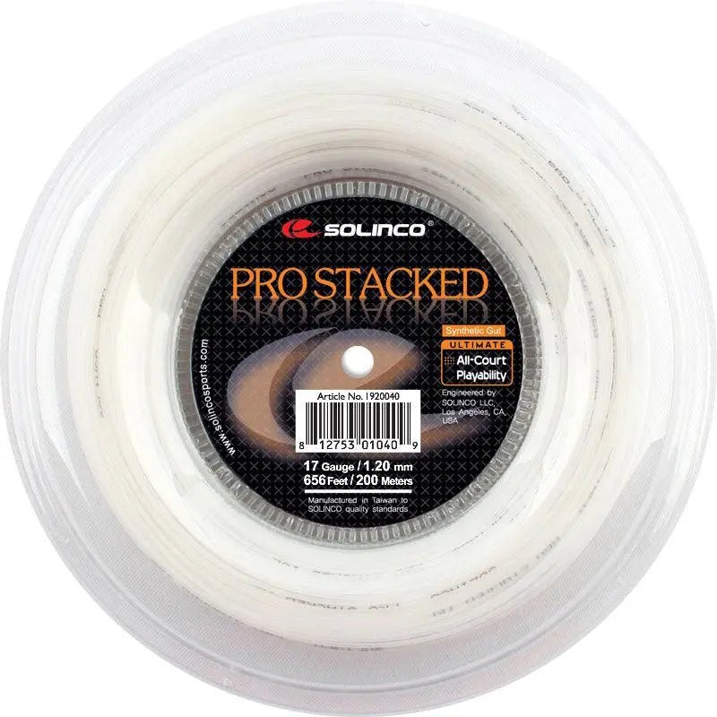 Solinco Pro Stacked Synthetic Gut 17 Tennis String Reel 656 Feet | High-Performance Tennis Racket String for Durability & Control | Perfect for Competitive Play & Training Sessions