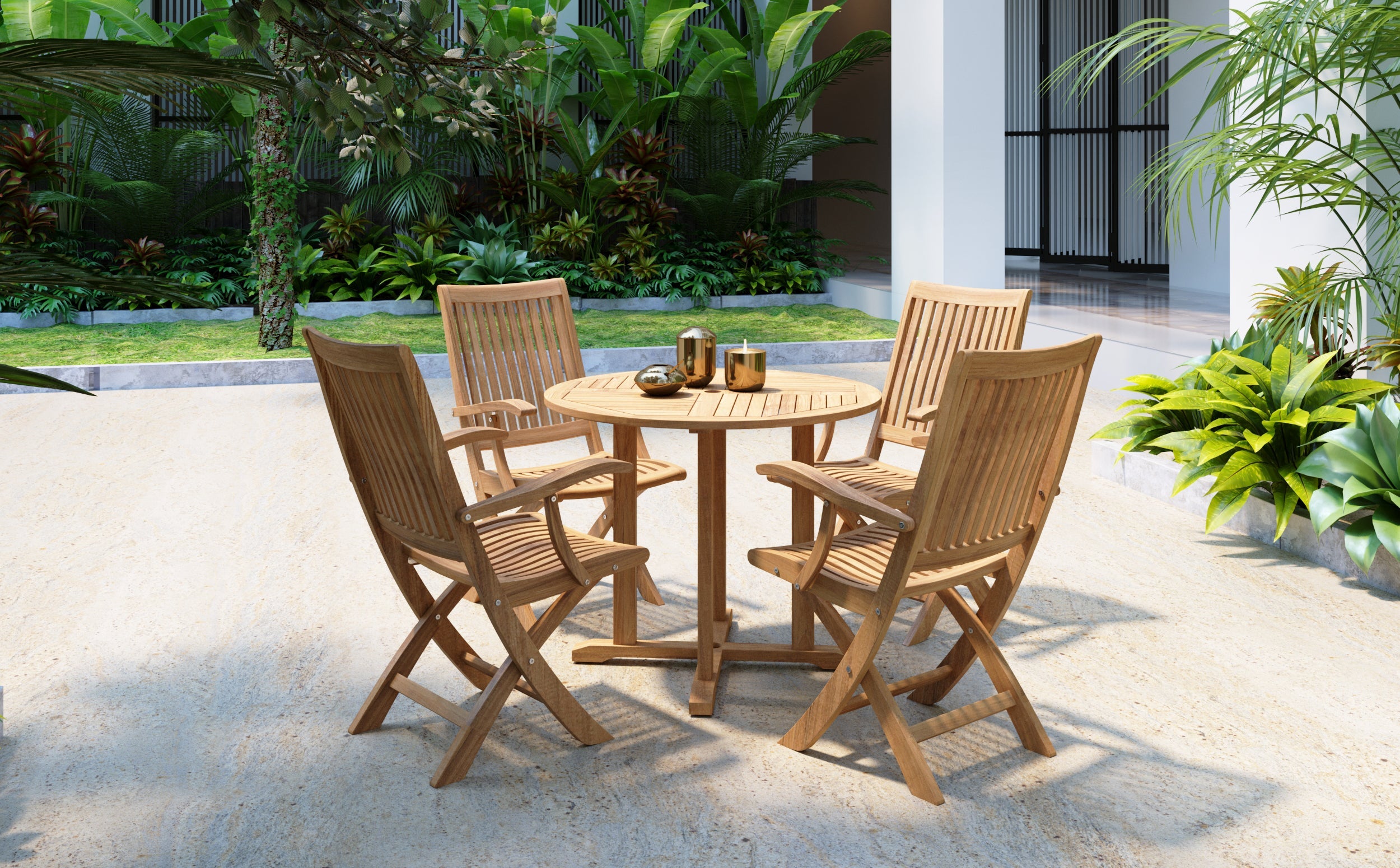 Felice Teak Outdoor Dining Folding Armchair - Weather-Resistant Patio Furniture for Garden, Poolside & Backyard Relaxation