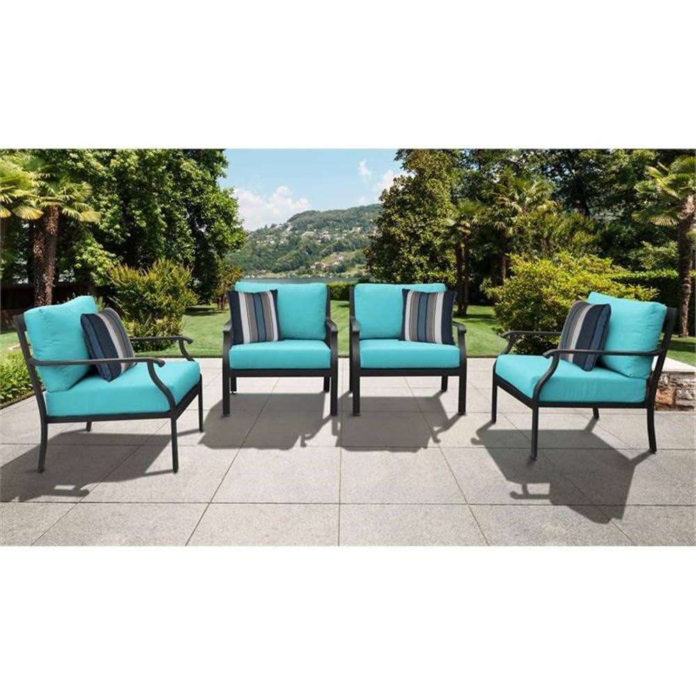 TK Classics Kathy Ireland Madison Ave. 4-Piece Aluminum Patio Furniture Set in Aruba - Outdoor Dining & Lounge Set for Garden, Poolside & Backyard Relaxation